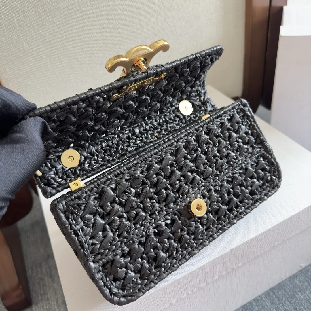 Celine Straw Woven Triomphe Shoulder Bag product photo from LabelPicks