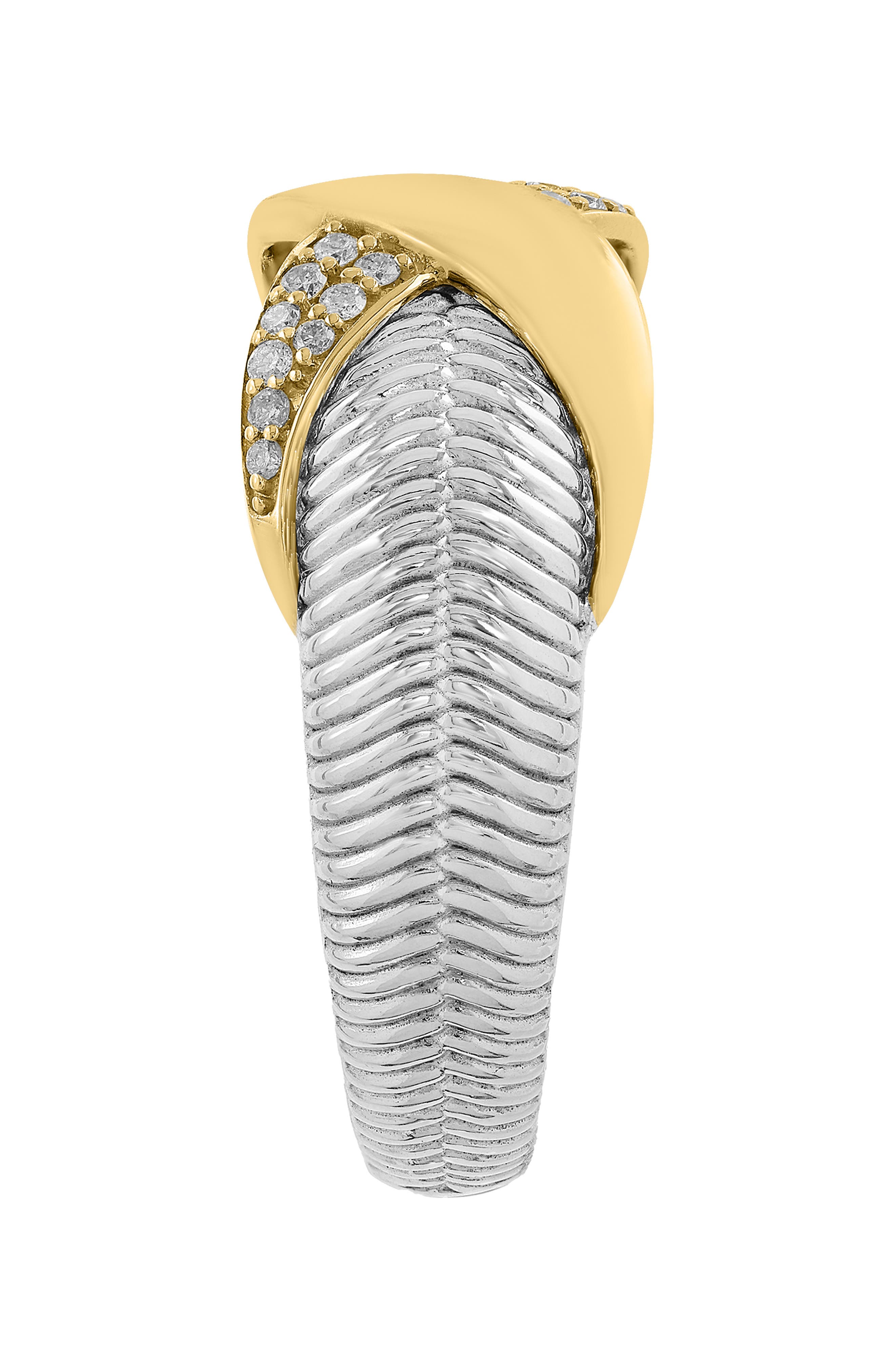 EFFY Two-Tone Pavé Diamond Textured Band Ring