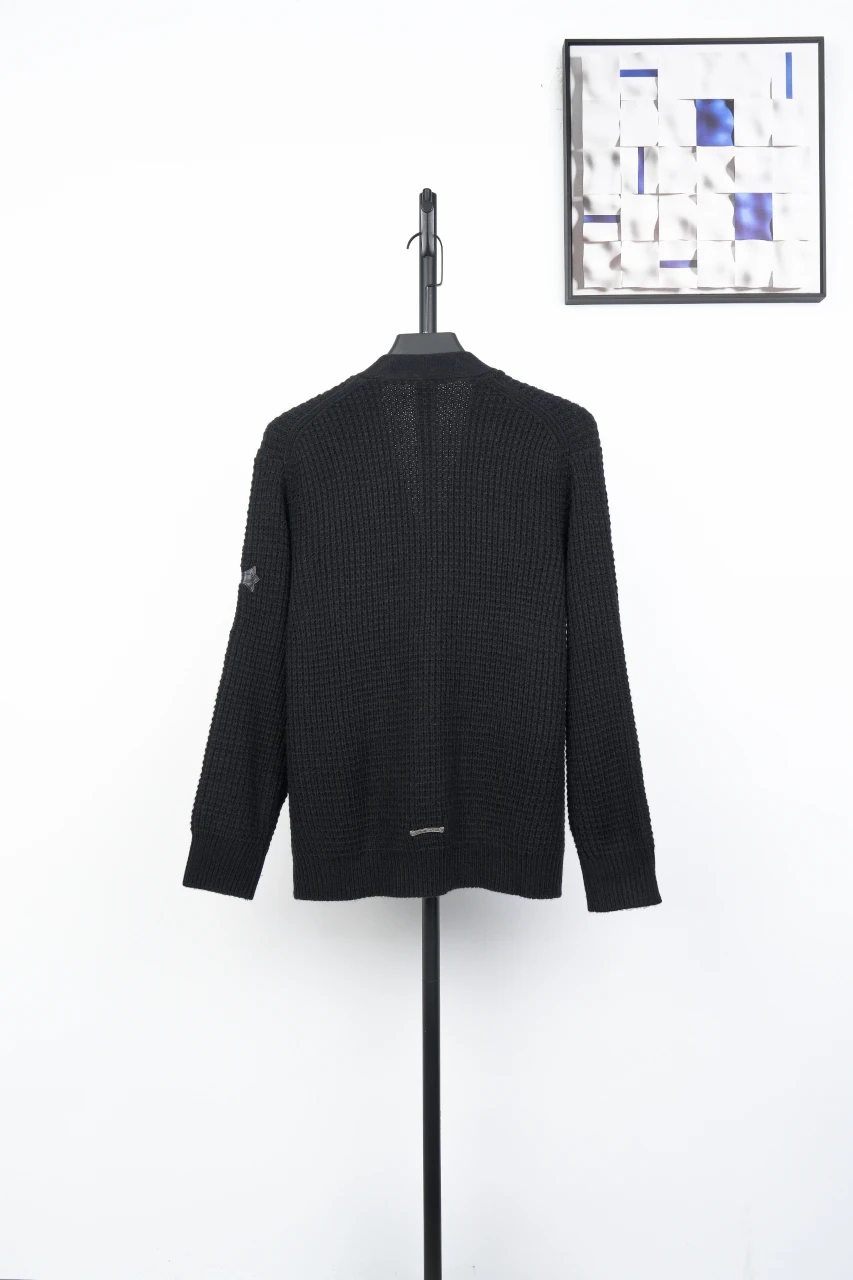 Chrome Hearts Black Waffle Cashmere Blend Cardigan product photo from LabelPicks