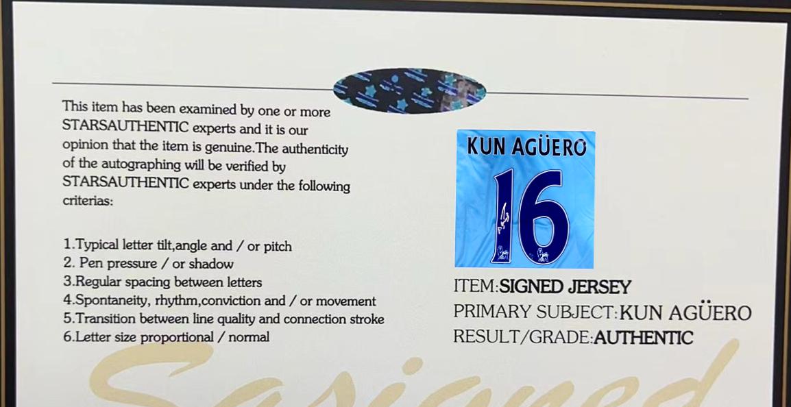 Sergio Aguero SIGNED Man City 11/12 Home Jersey/Shirt - COA - 2012