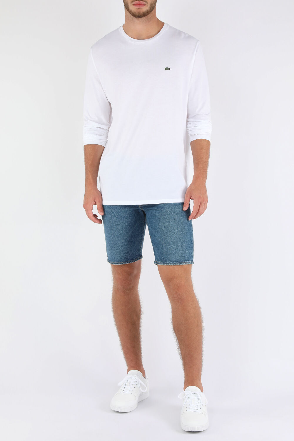 LACOSTE חולצת טי ארוכה מכותנה