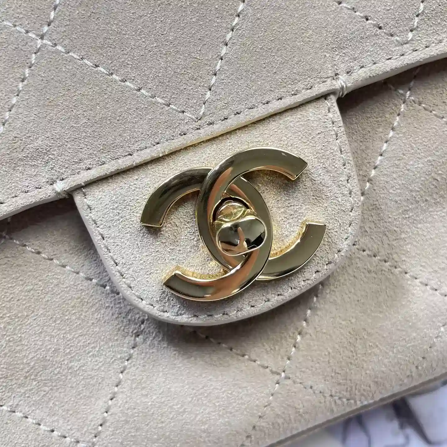 Chanel Beige Classic Flap Grained Leather Shoulder Bag product photo from LabelPicks