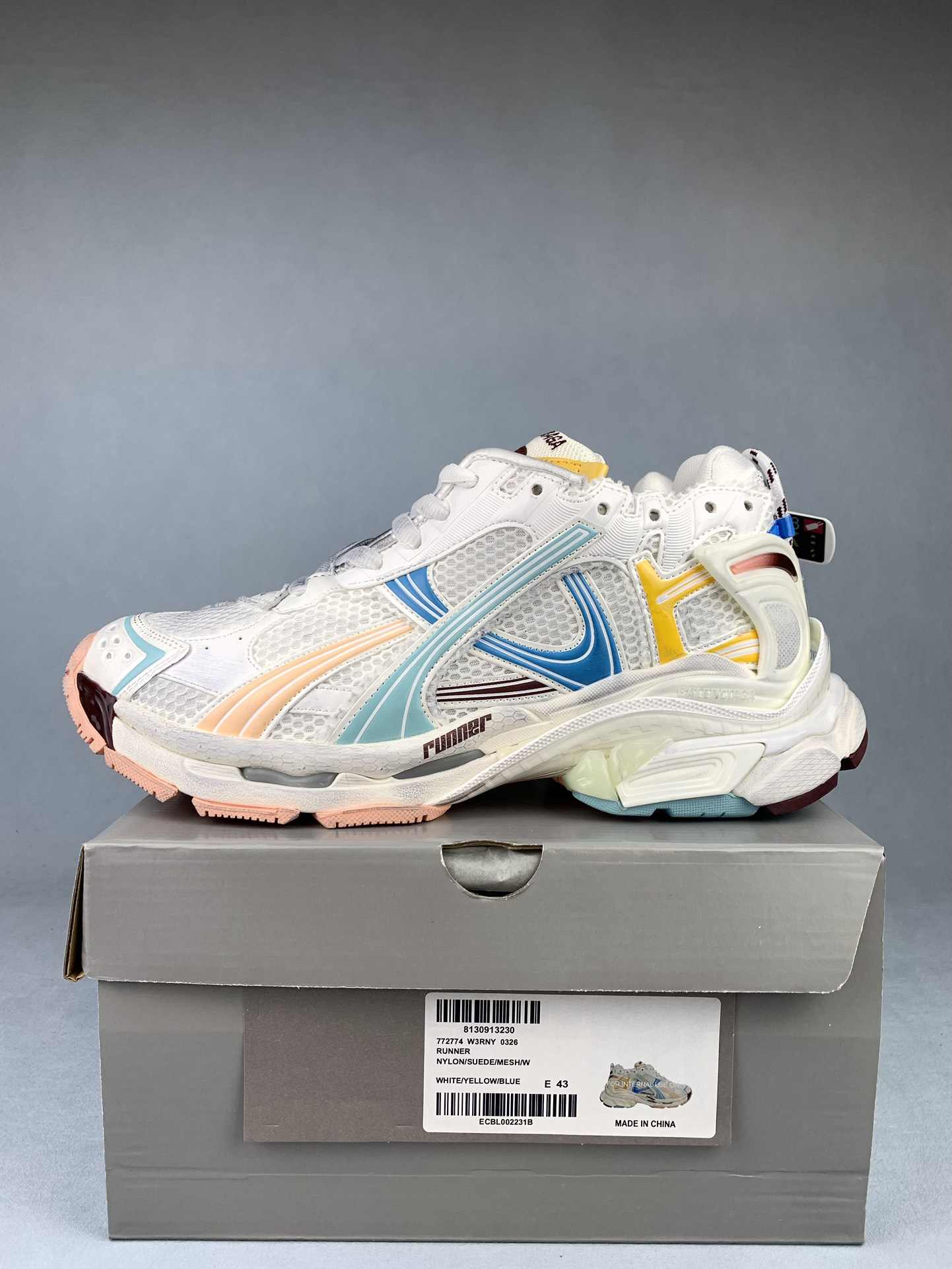 Balenciaga Runner Sneaker in Blue/Yellow/White