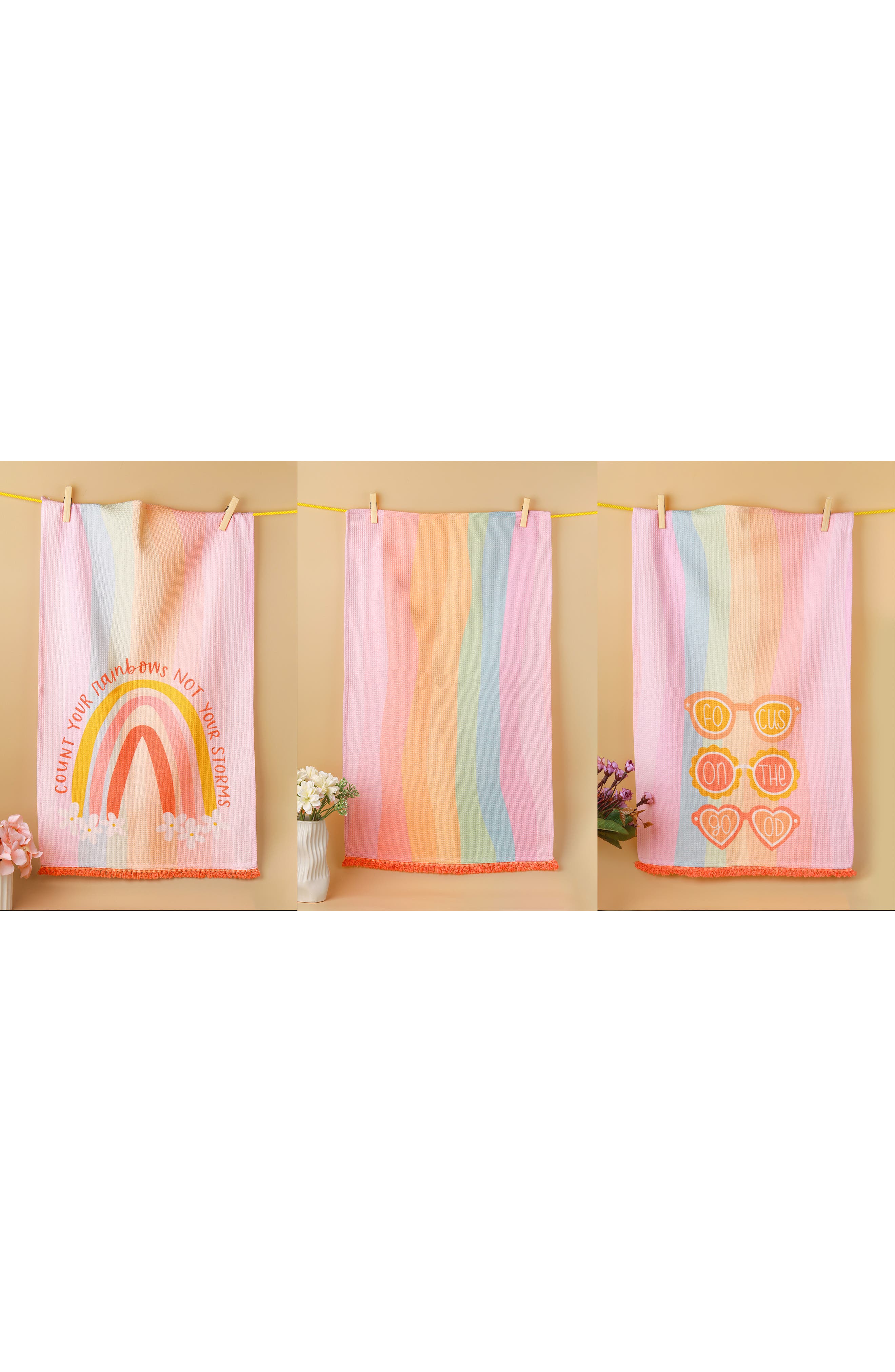 Tiramisu Count Your Rainbows Set of 3 Kitchen Towels
