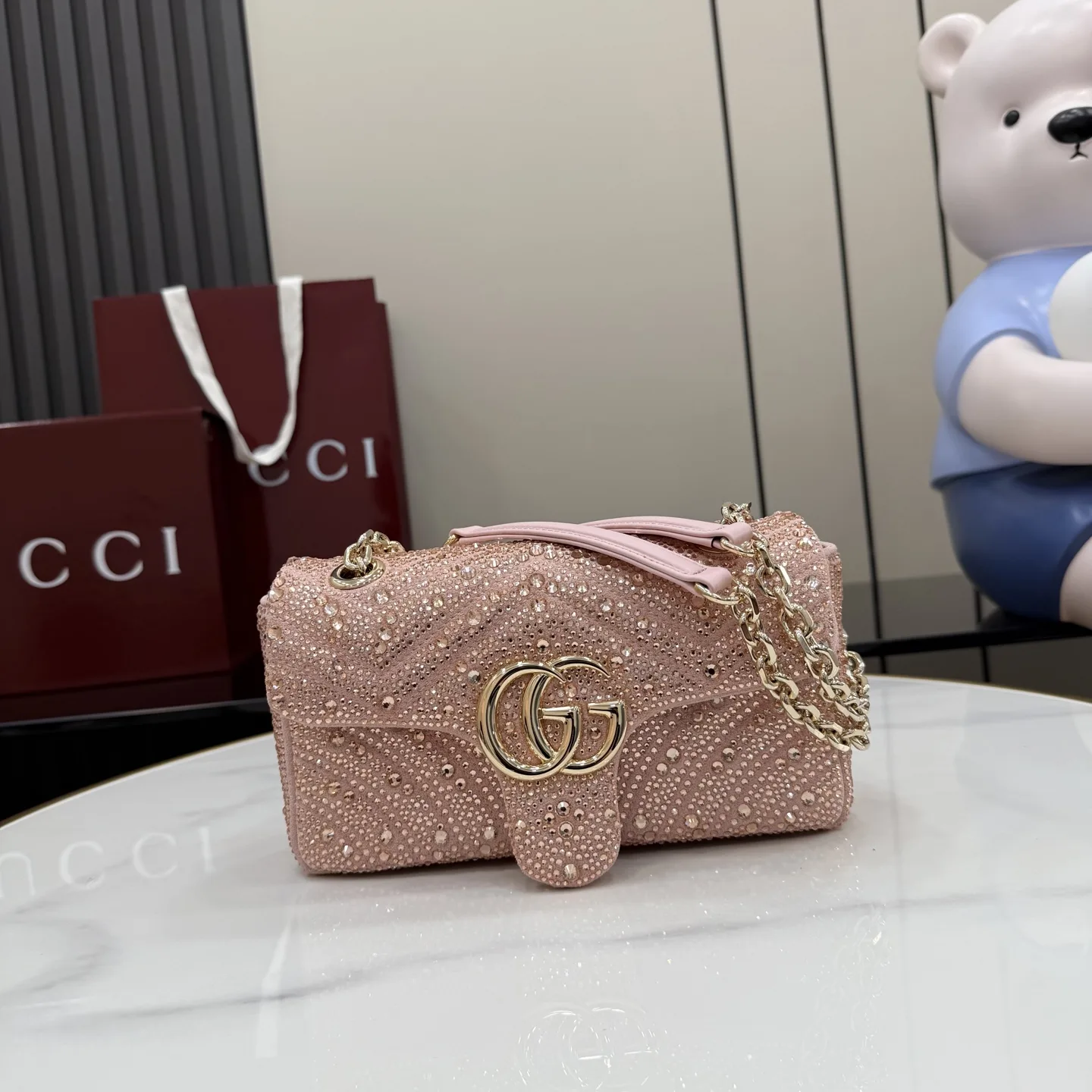 Gucci Pink Marmont GG Supreme Canvas Shoulder Bag product photo from LabelPicks