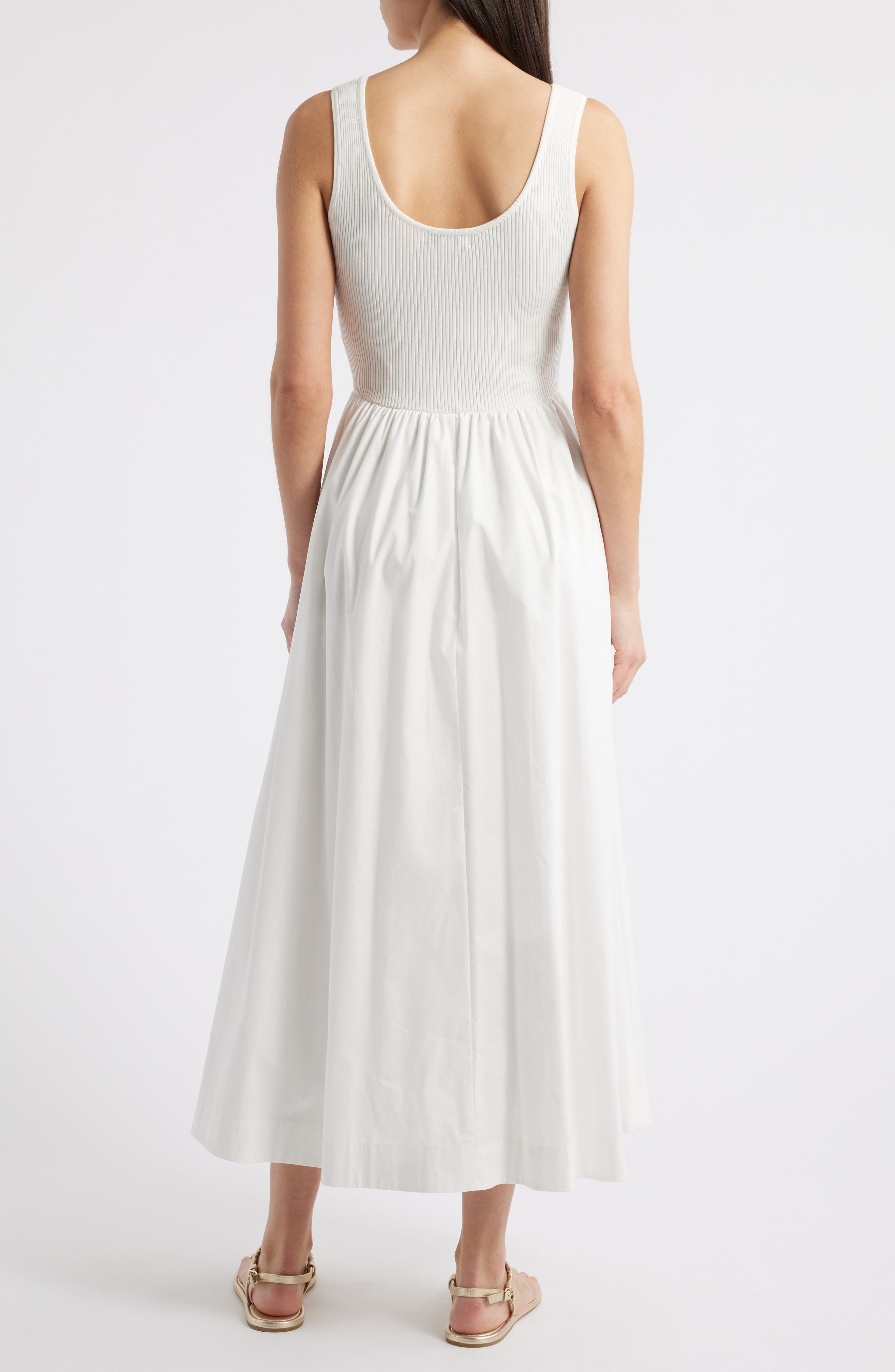 MOON RIVER Sleeveless Mixed Media Maxi Dress