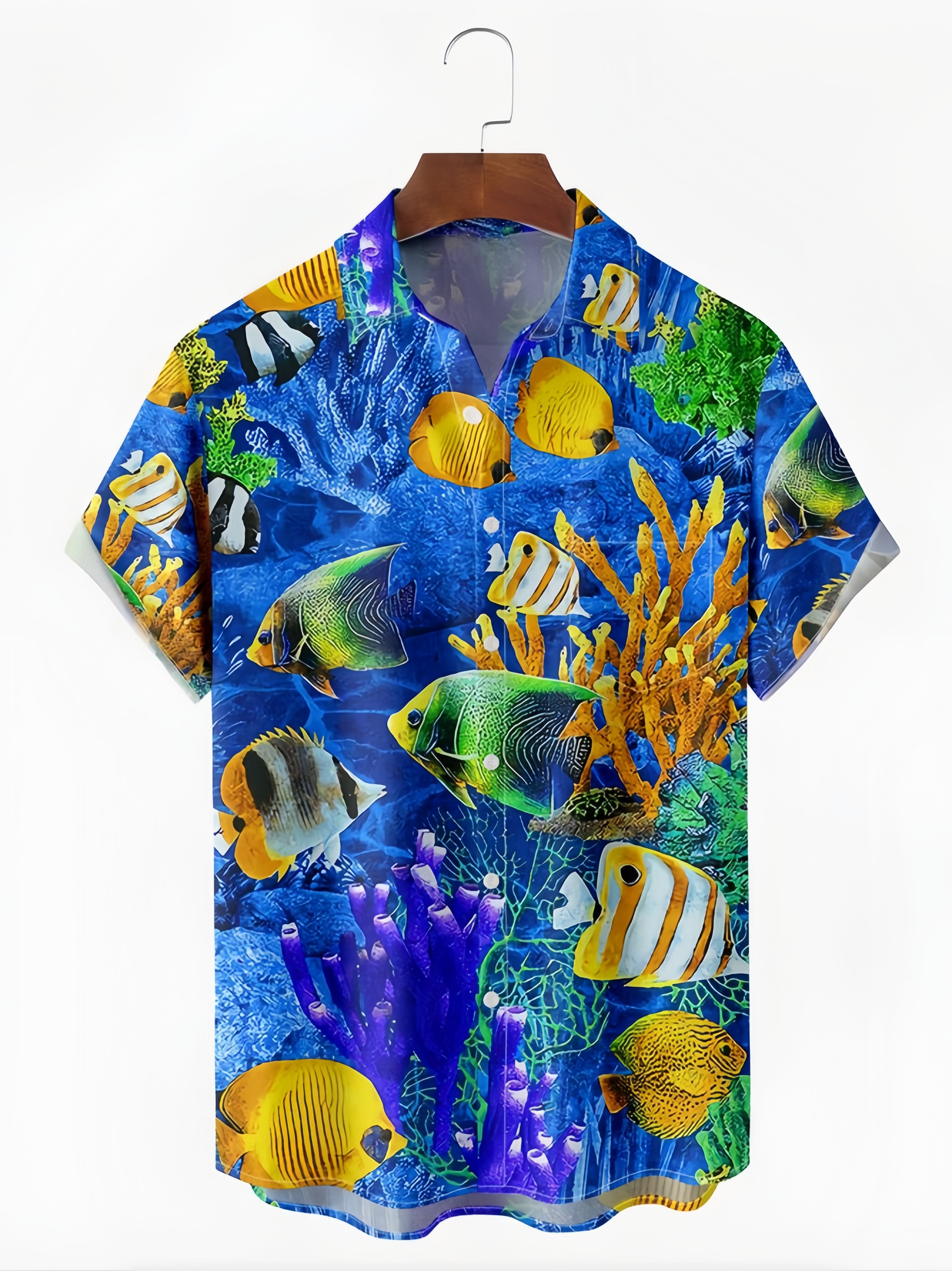 Marine Life Chest Pocket Short Sleeve Hawaiian Shirt