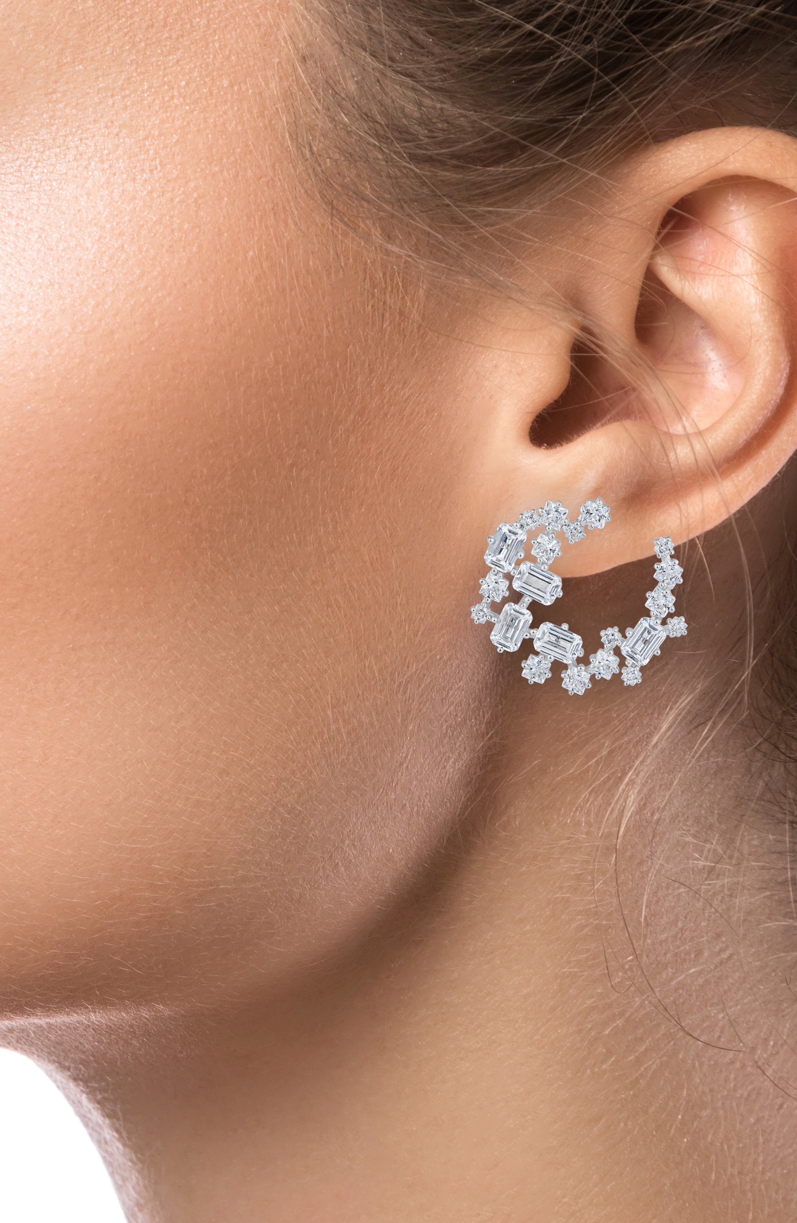 CZ by Kenneth Jay Lane Cubic Zirconia Cluster Stud Earrings