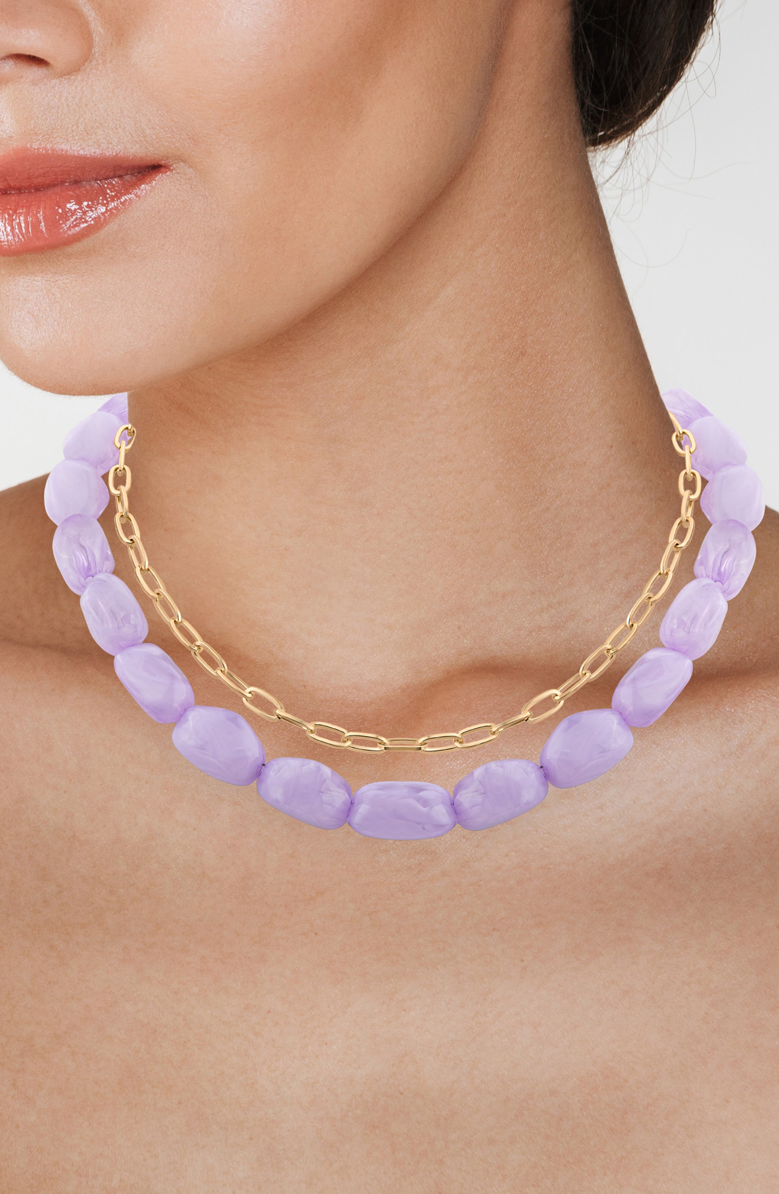 JARDIN Set of 2 Paper Clip Chain & Faux Stone Necklaces (Nordstrom Exclusive)