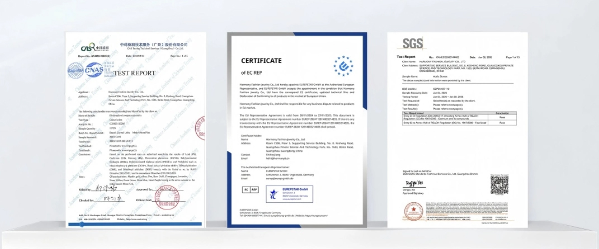 Hotfix crystals Test Certificate - environmental compliance