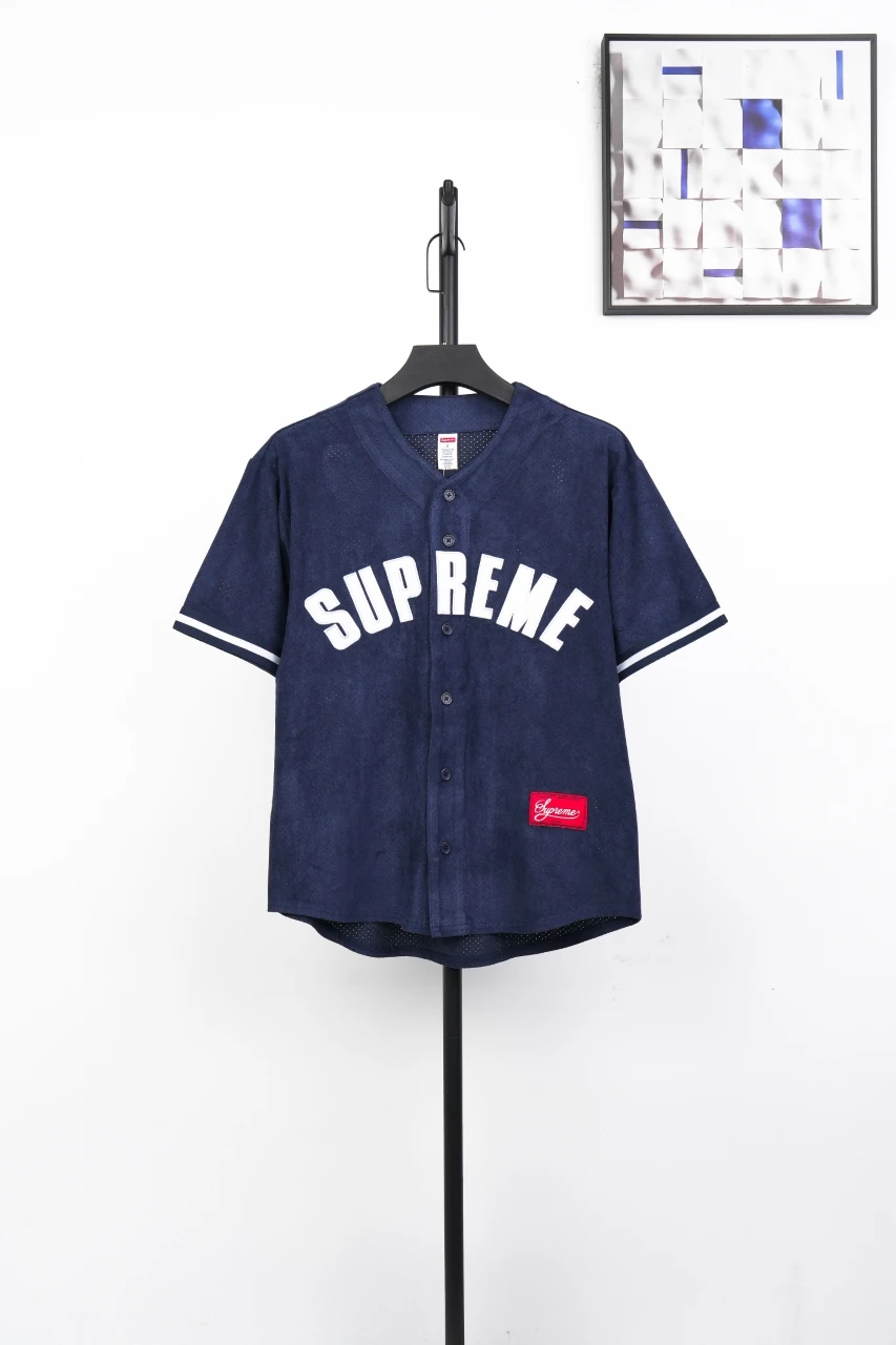Supreme Navy Suede Mesh Baseball Jersey product photo from LabelPicks