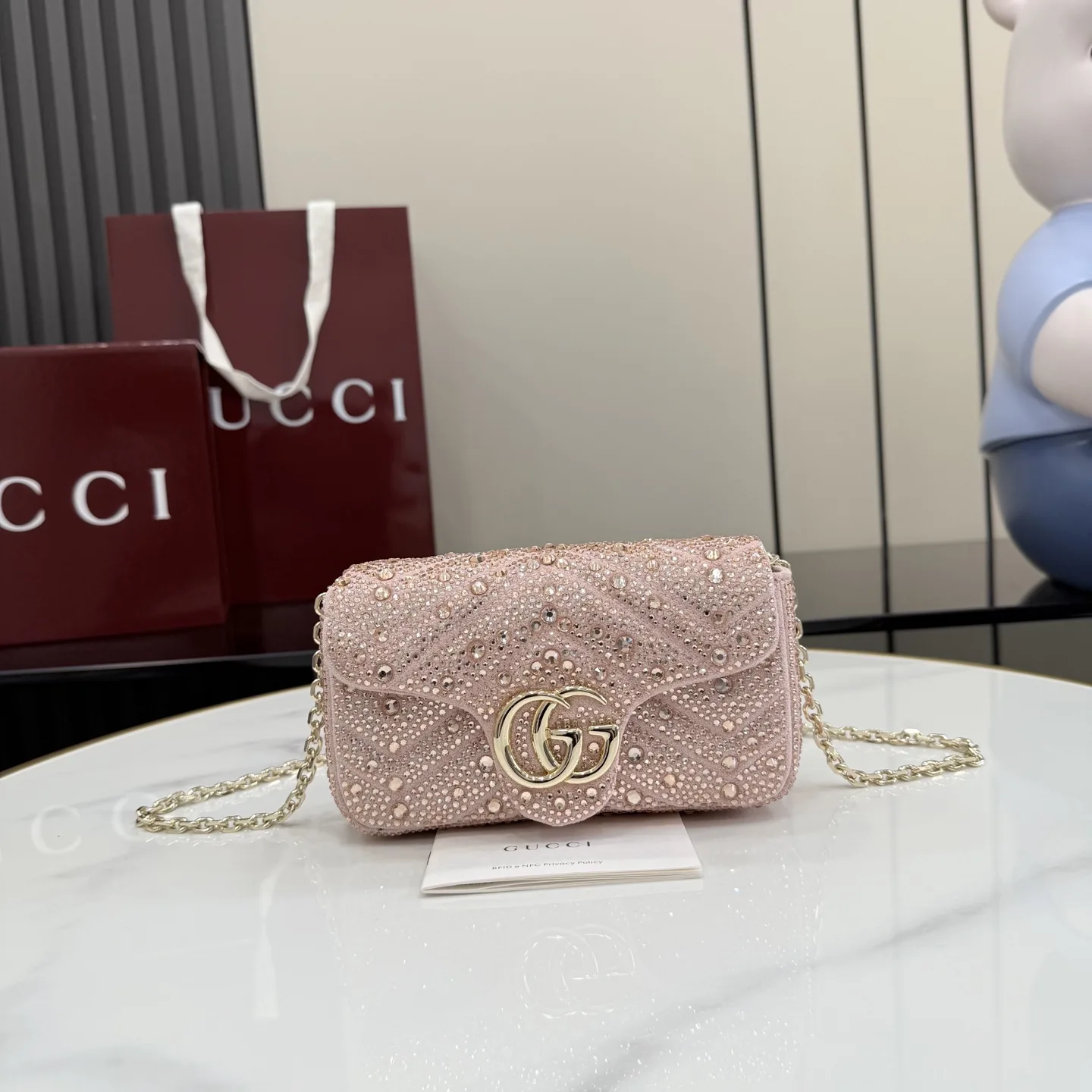 Gucci Marmont Pink GG Supreme Canvas Crossbody Bag product photo from LabelPicks