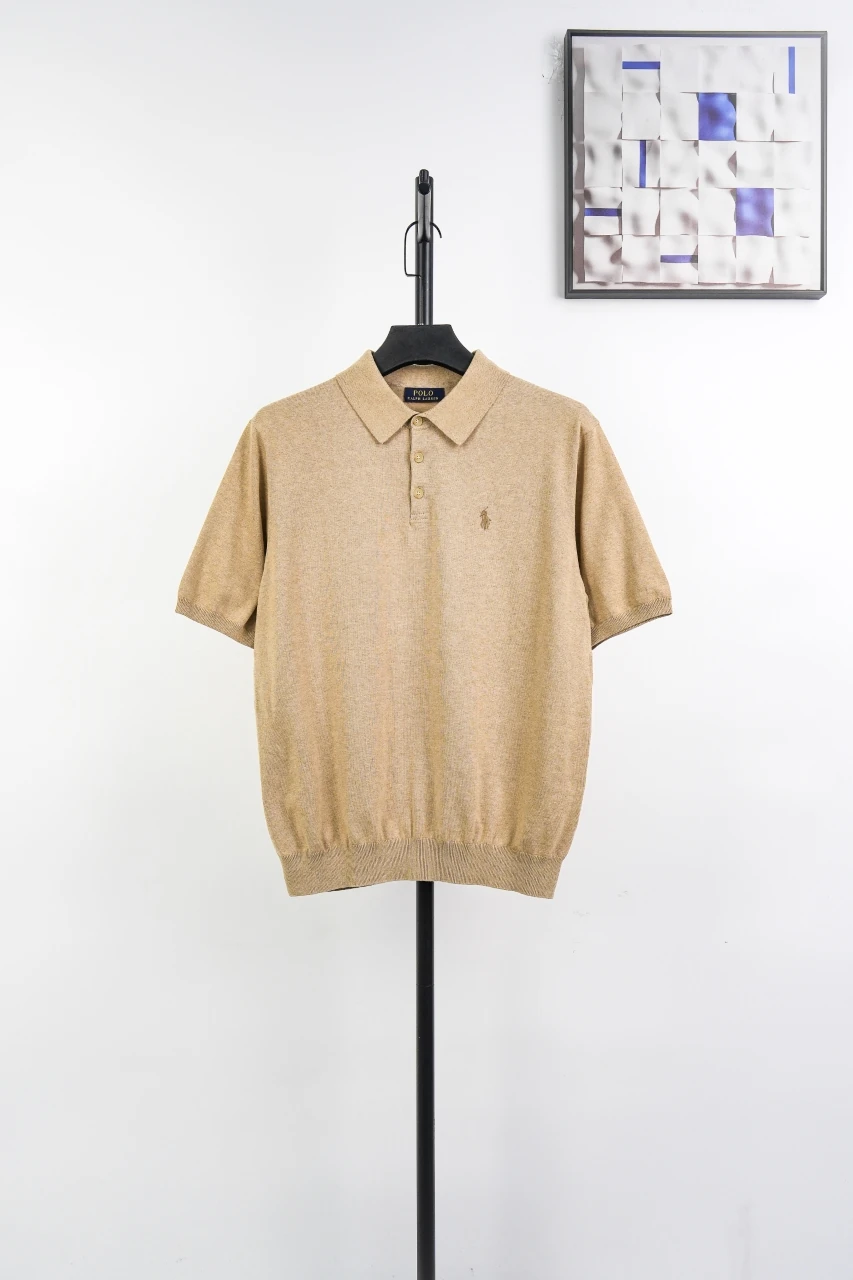 Ralph Lauren Camel Pony Embroidered Knit Short Sleeve Polo Shirt product photo from LabelPicks