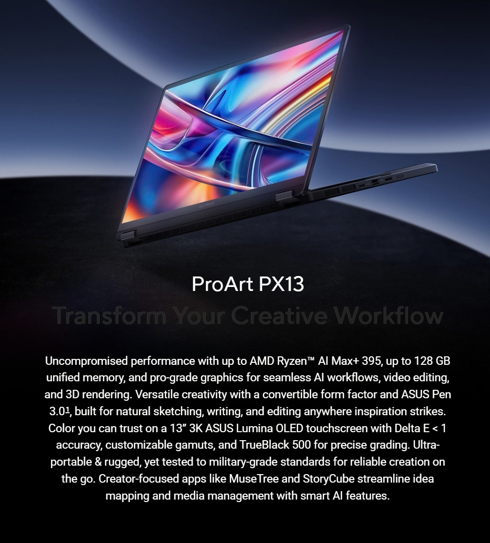 ASUS ProArt 2026 13.3'' 120hz OLED 128GB+1TB AMD AI Max+395 Laptop Brand New - GreshamTech