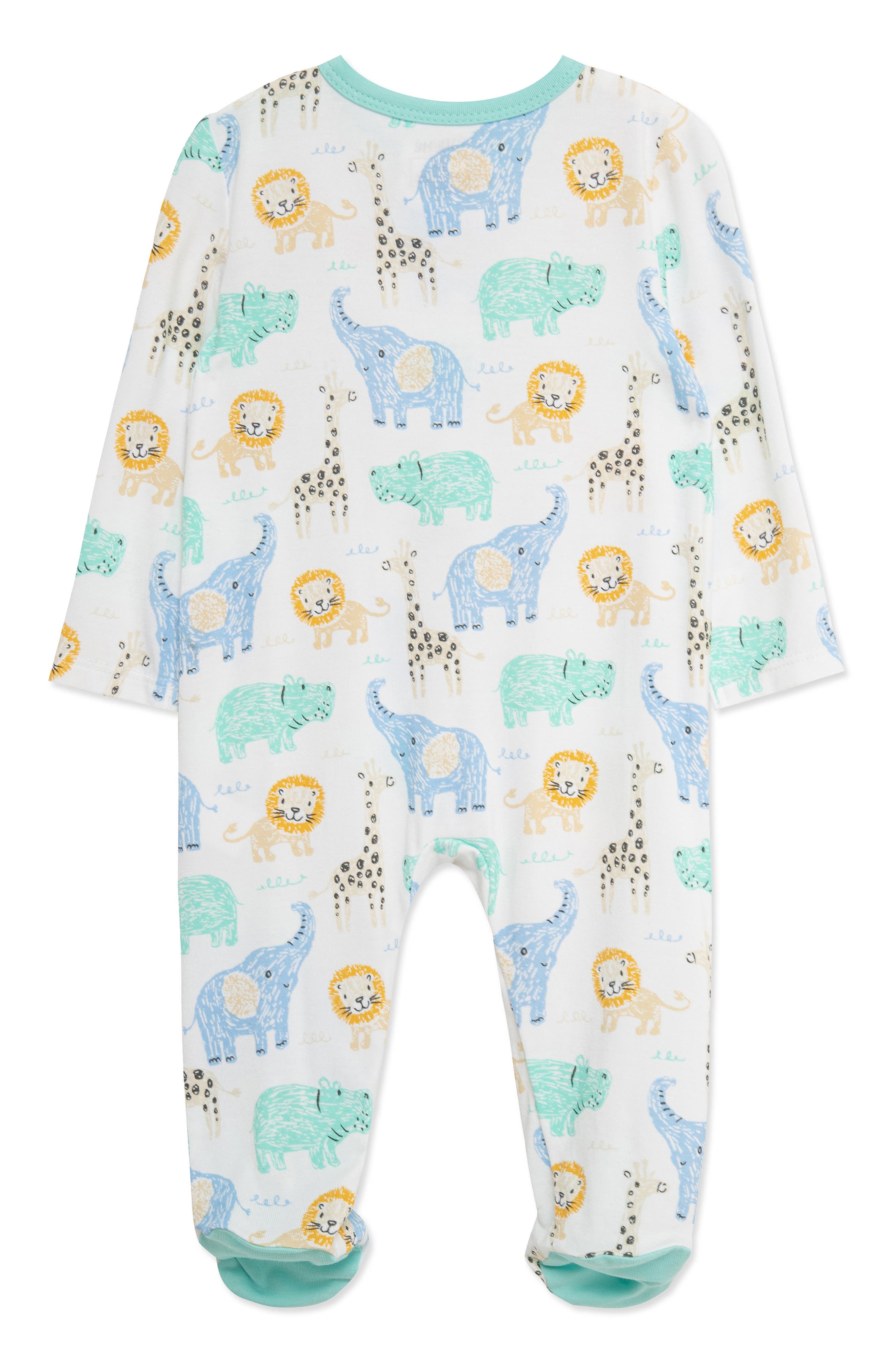 Little Me Jungle Sketch Stretch Viscose Zip Footie (Nordstrom Exclusive)