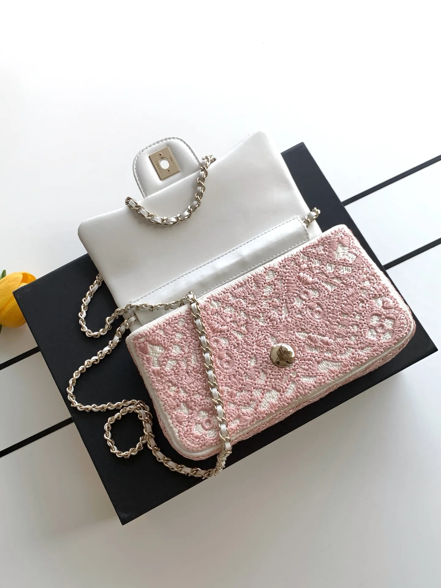 Chanel Pink Woven Leather Crossbody Bag product photo from LabelPicks