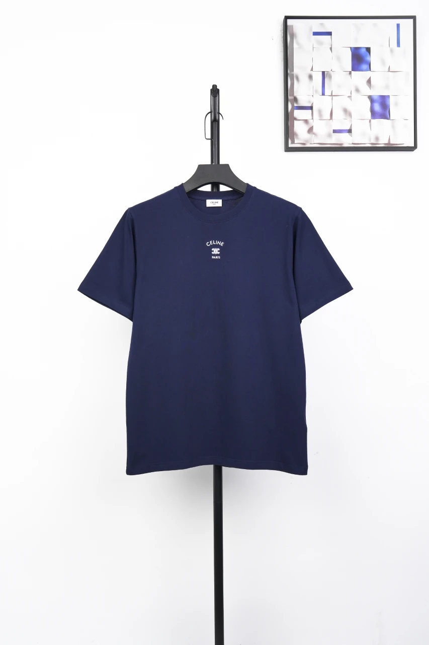 CELINE Navy Small Embroidered Logo T-Shirt product photo from LabelPicks
