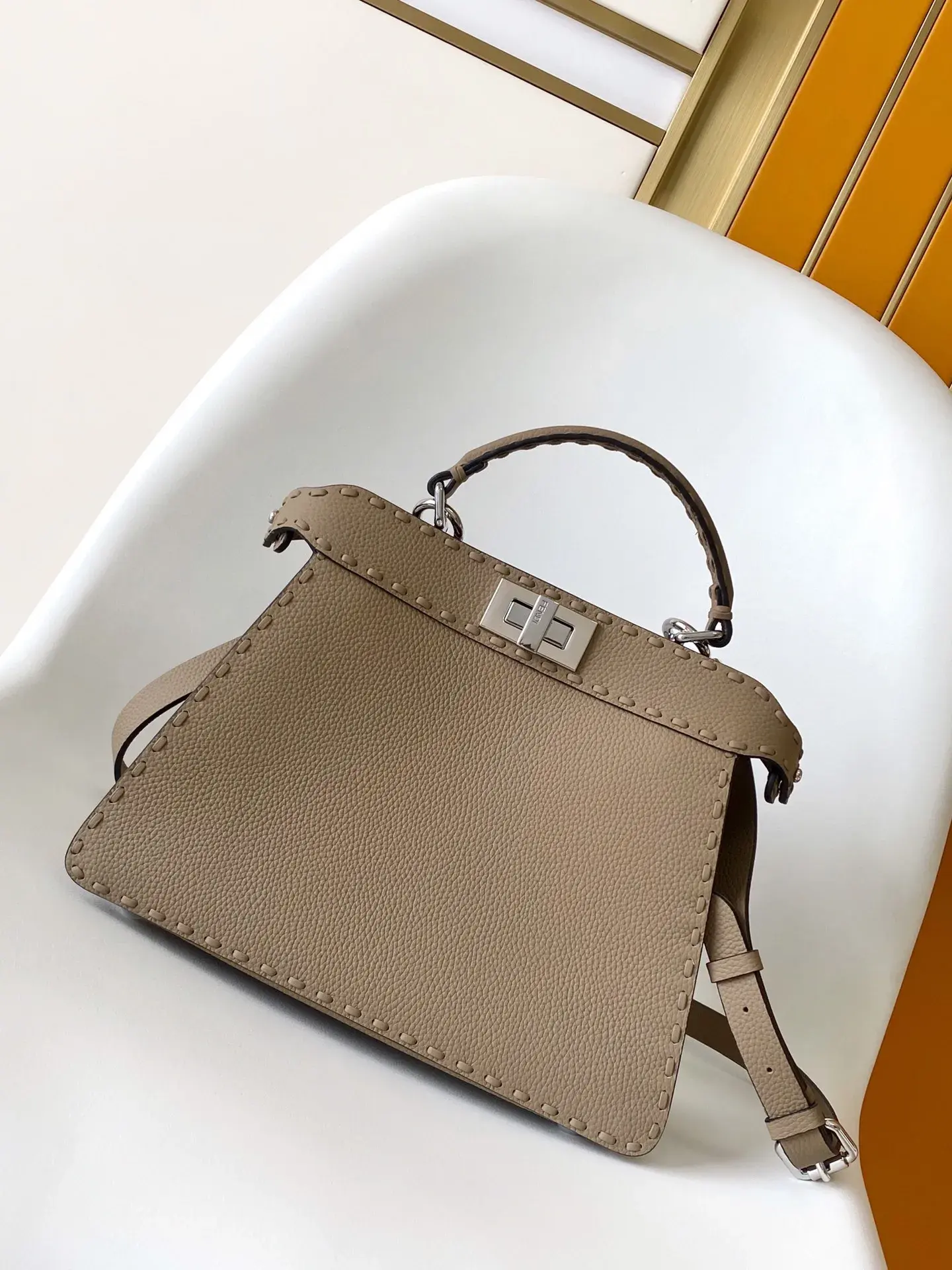 Fendi Peekaboo Grey Calfskin Top Handle Bag product photo from LabelPicks