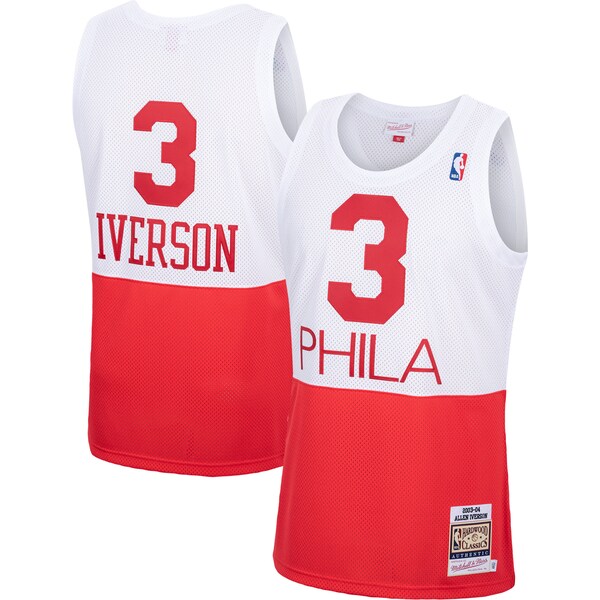 Allen Iverson Philadelphia 76ers 2003/04 Hardwood Classics Authentic Jersey - White/Black/Red