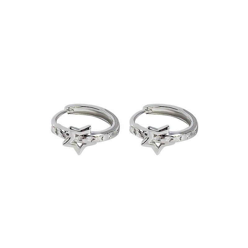 925 Sterling Silver Star Hoop Earrings