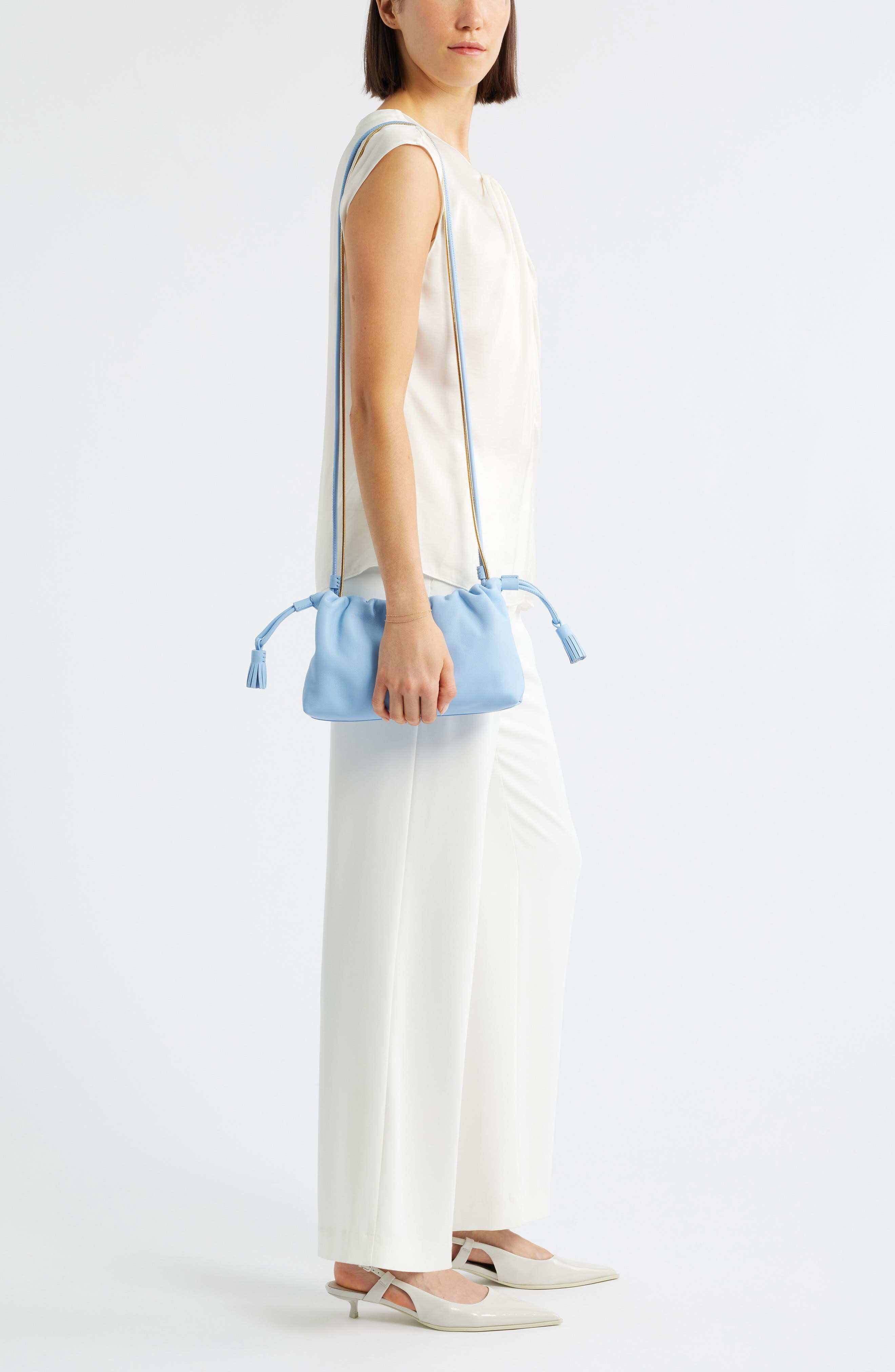 Veronica Beard Small Stash Leather Drawstring Clutch