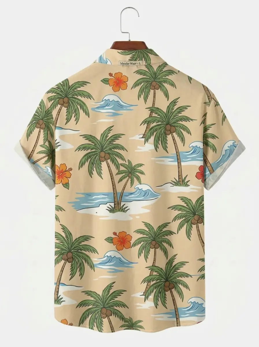 Men's printed shirts Retro Palm Tree Beach Aloha Shirt