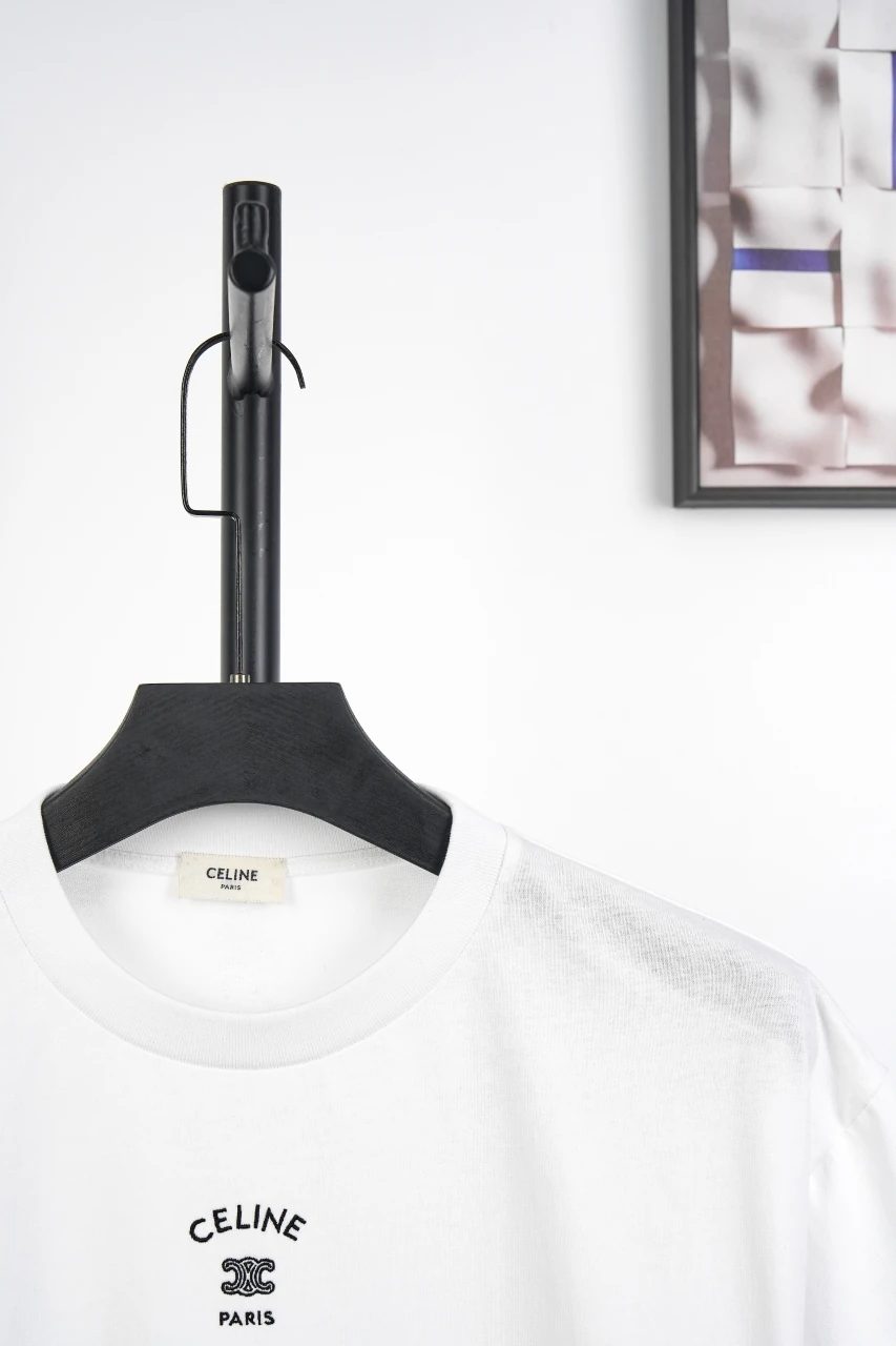 CELINE White Triomphe Embroidered T-Shirt product photo from LabelPicks