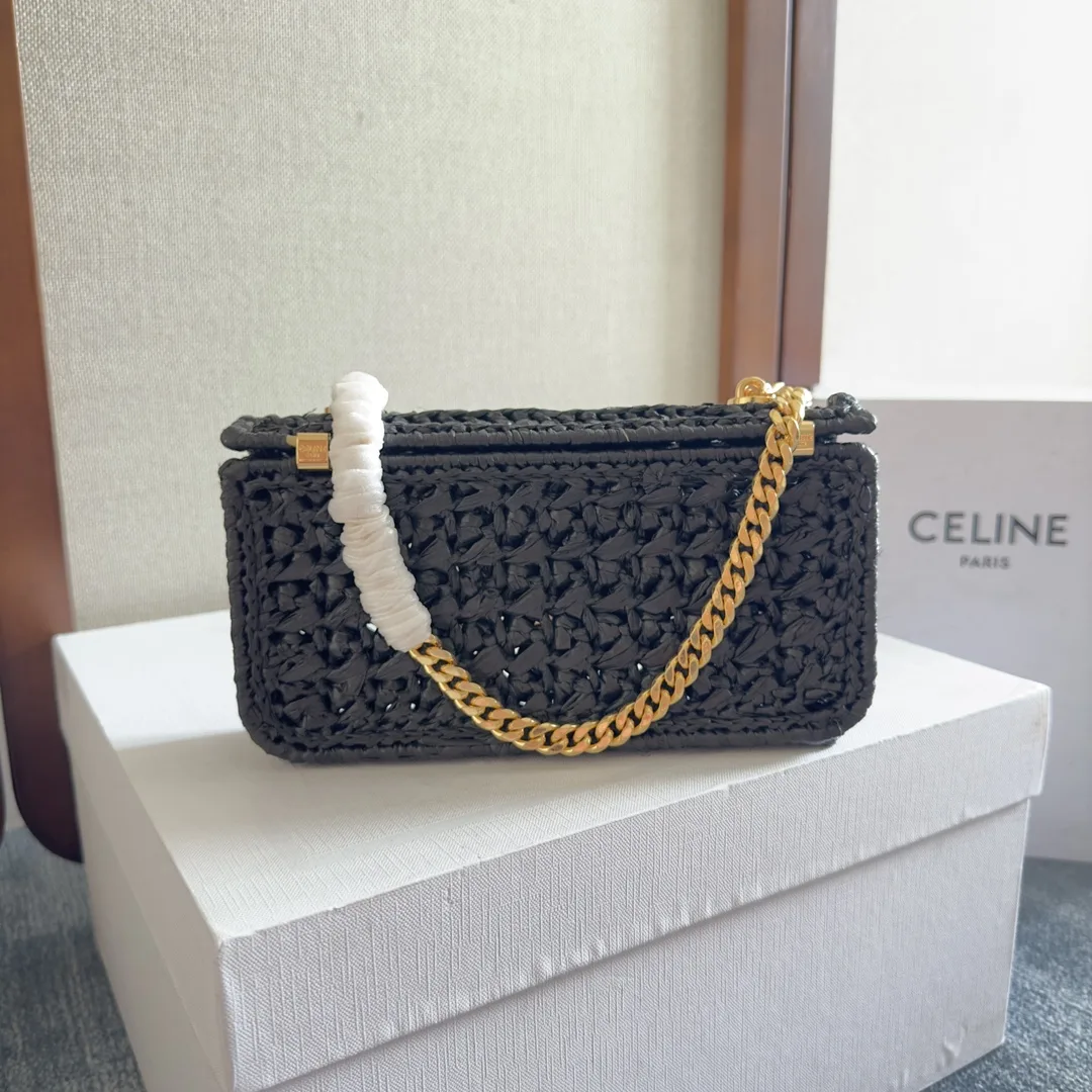 Celine Straw Woven Triomphe Shoulder Bag product photo from LabelPicks