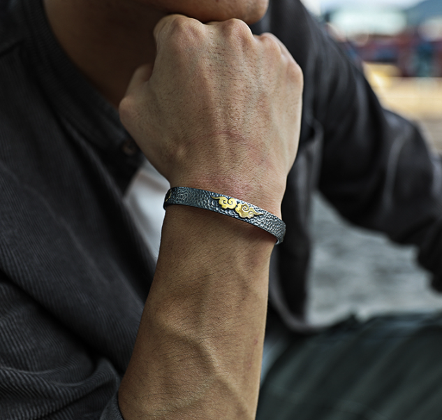 Original Design Nezha Xiangyun Bracelet Men's Retro Handmade Heart Sutra Bracelet Opening