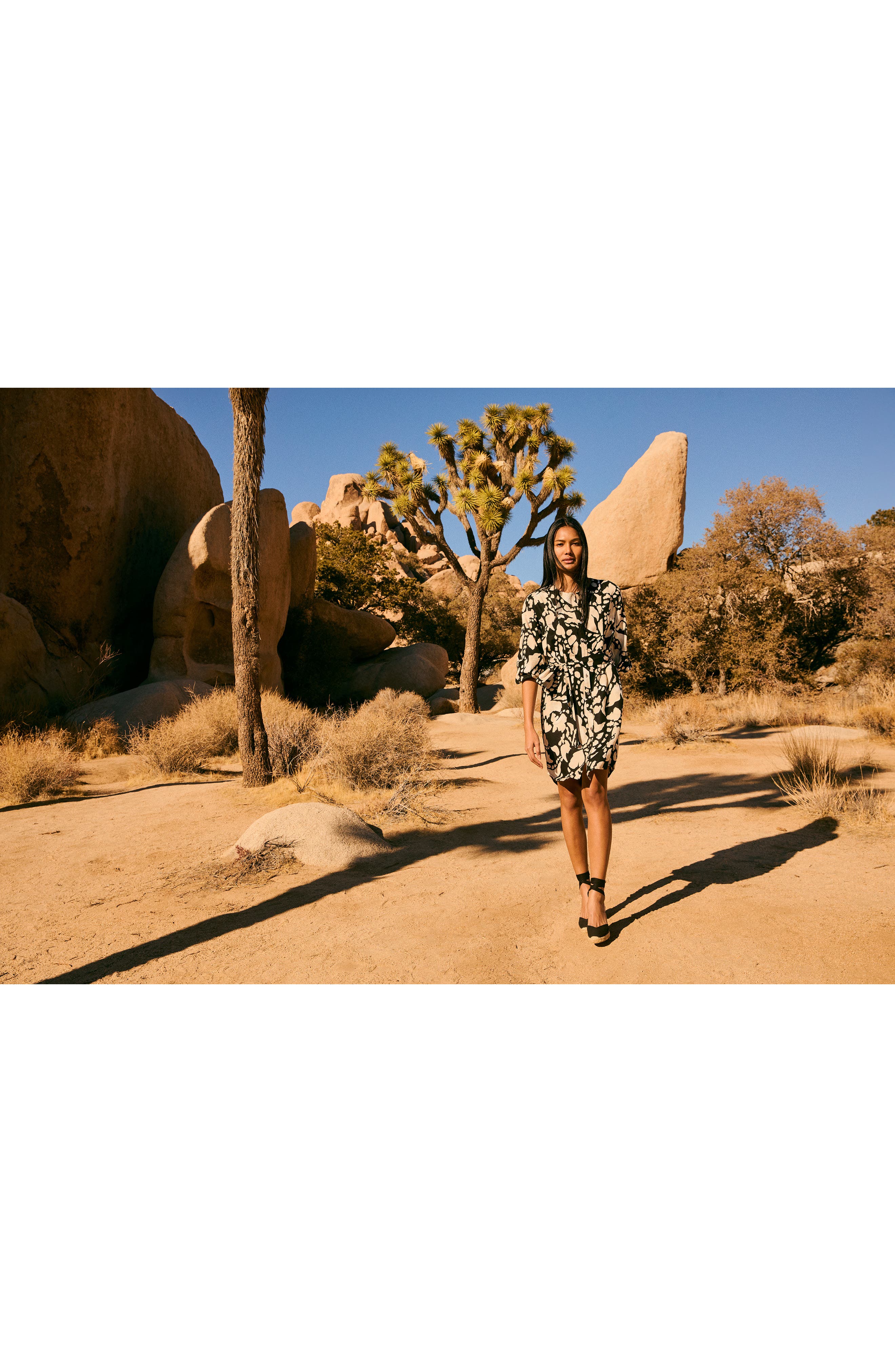 NIC+ZOE Evening Petal Long Sleeve Linen Blend Dress