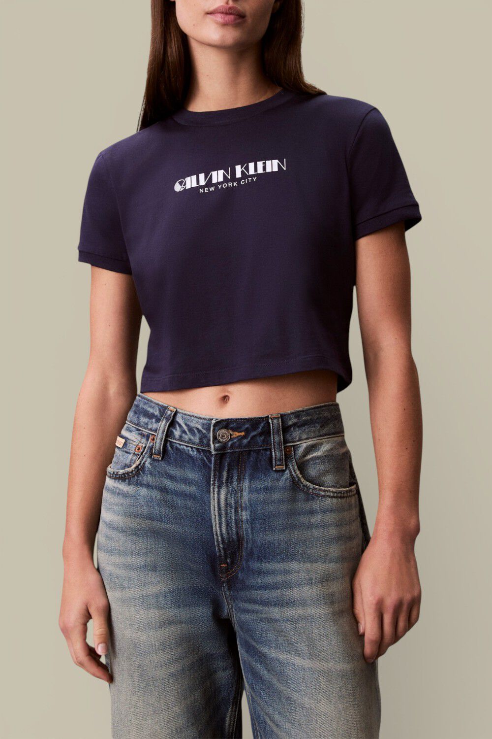CALVIN KLEIN חולצת טי קרופ