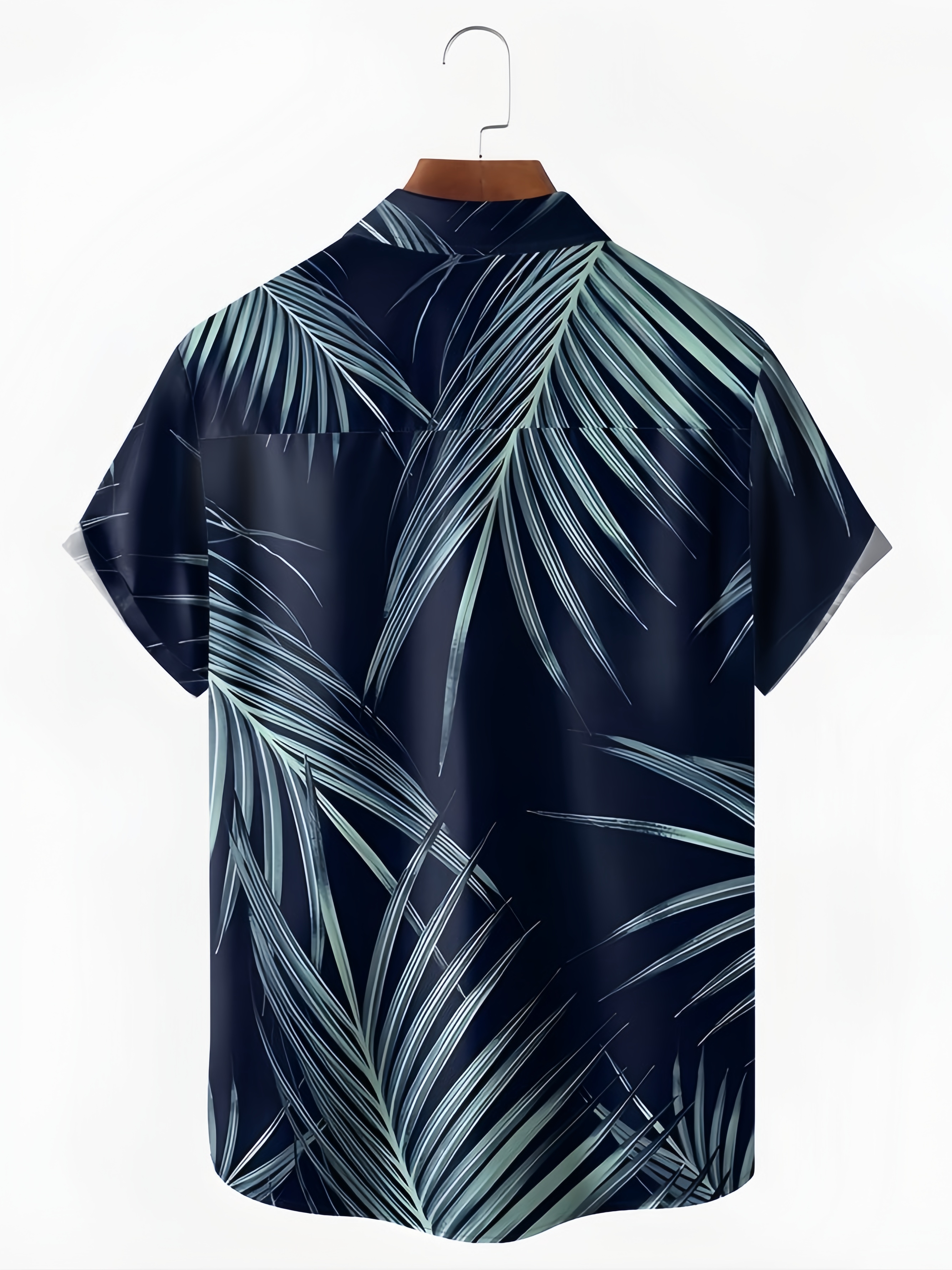Palm Leaf Chest Pocket Short Sleeve Hawaiian Shirt