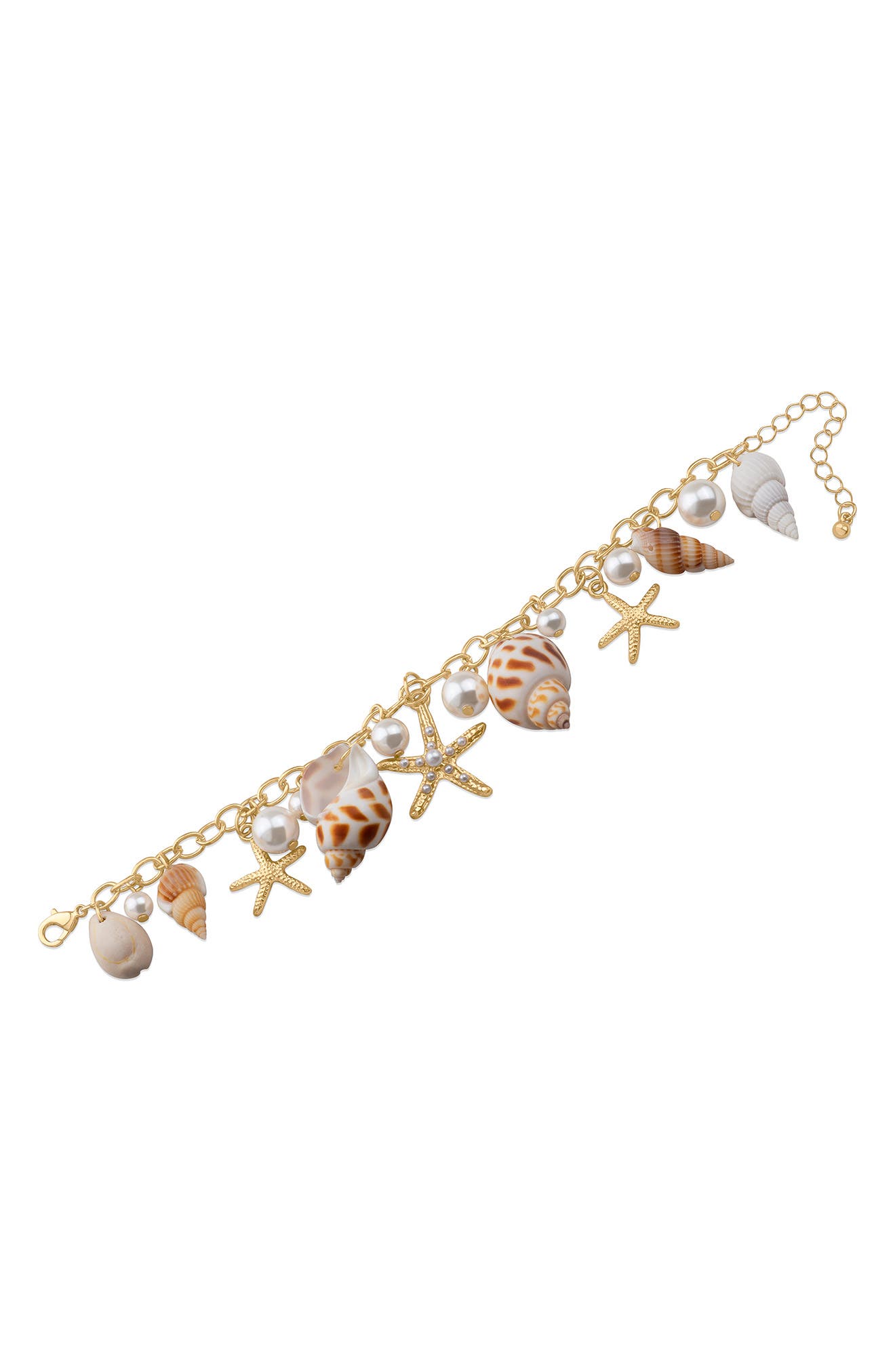 JARDIN Sea Life Shell & Faux Pearl Charm Bracelet (Nordstrom Exclusive)