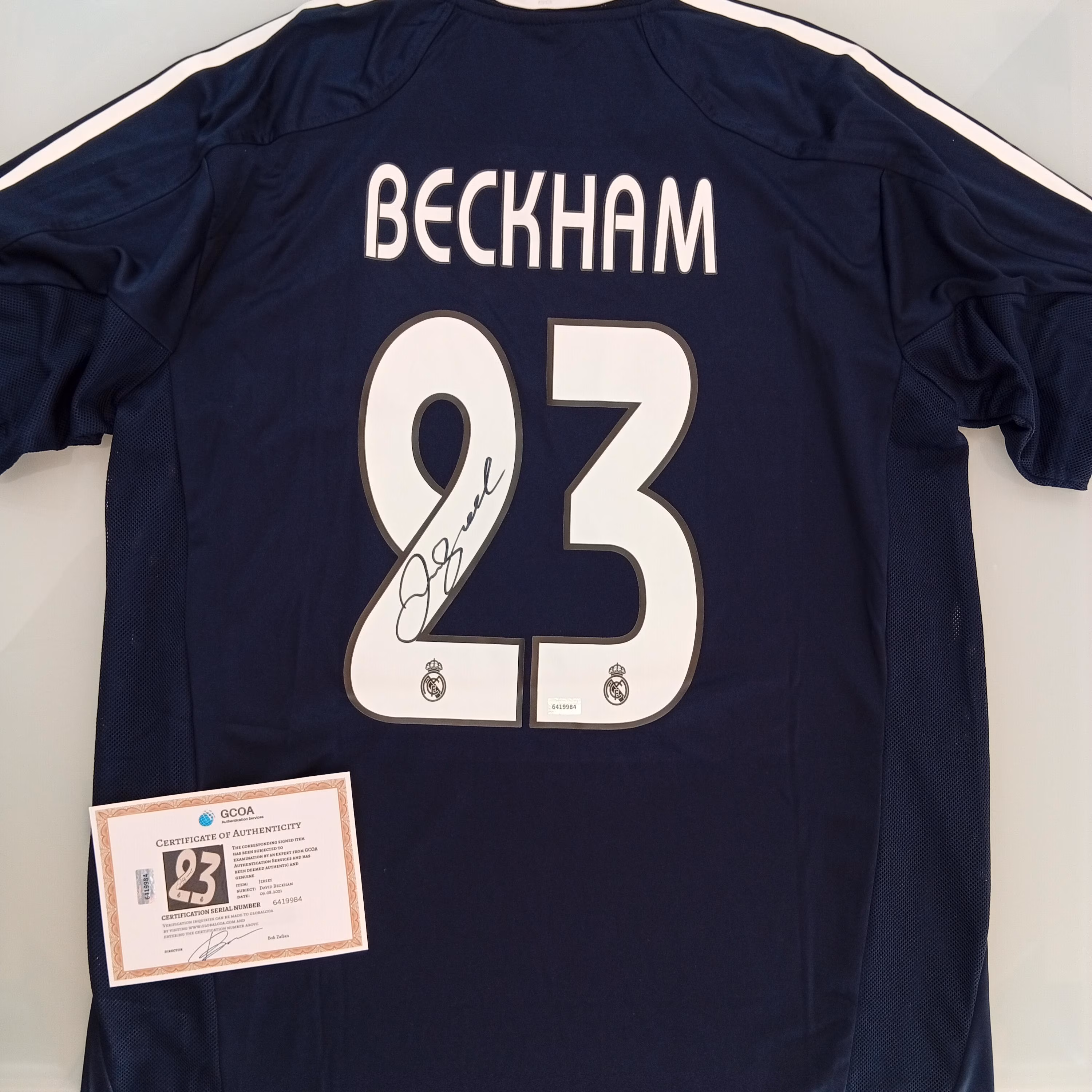 David Beckham Signed Autographed Real Madrid FC Football T-Shirt With COA