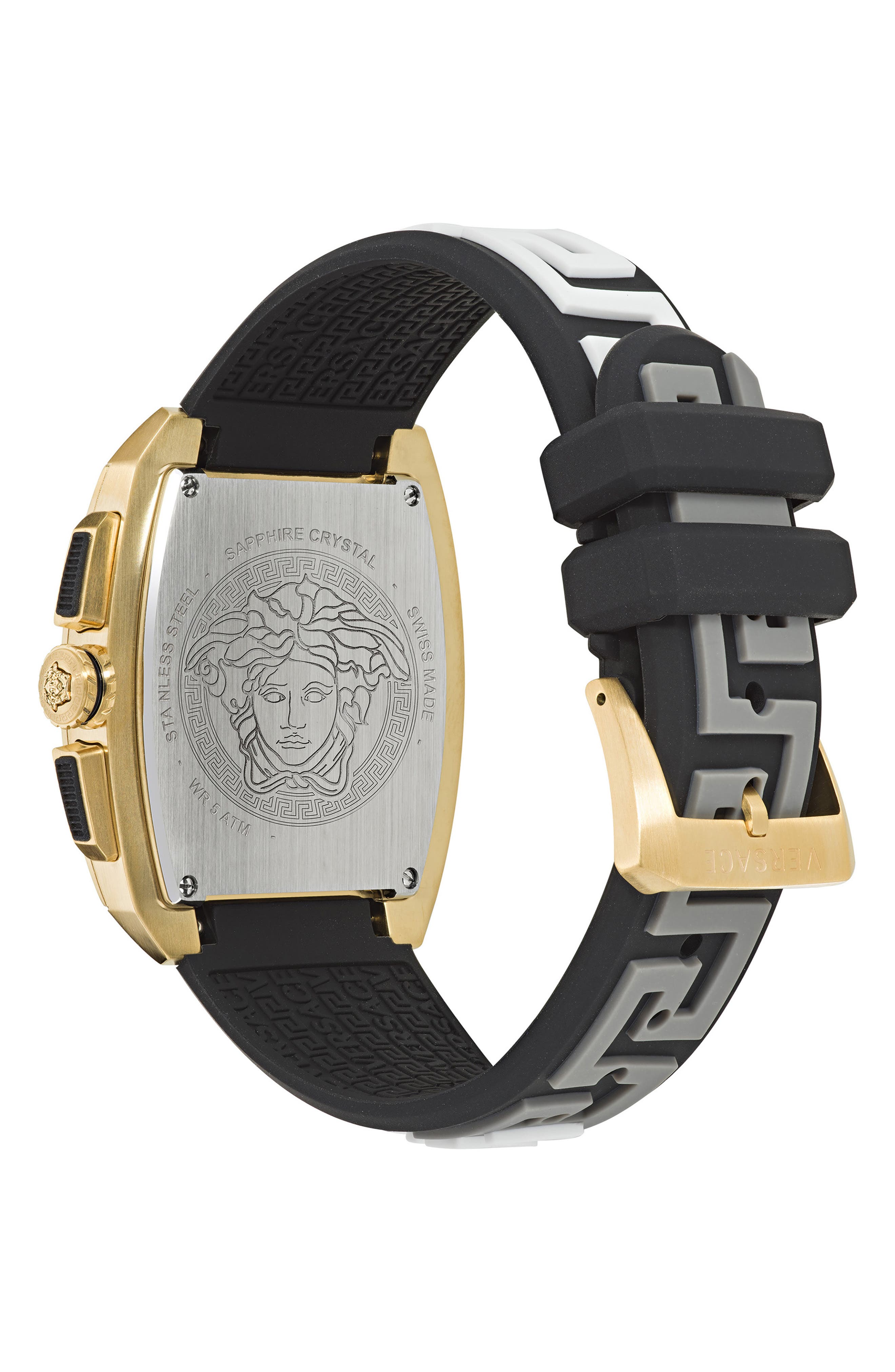 Versace Dominus Chronograph Silicone Strap Watch, 42mm