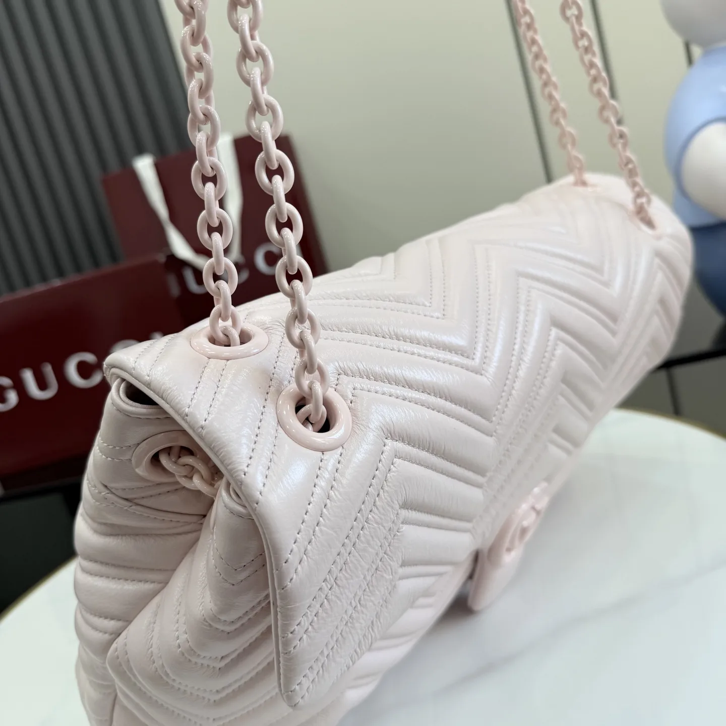 Gucci Marmont Pink GG Supreme Canvas Shoulder Bag product photo from LabelPicks