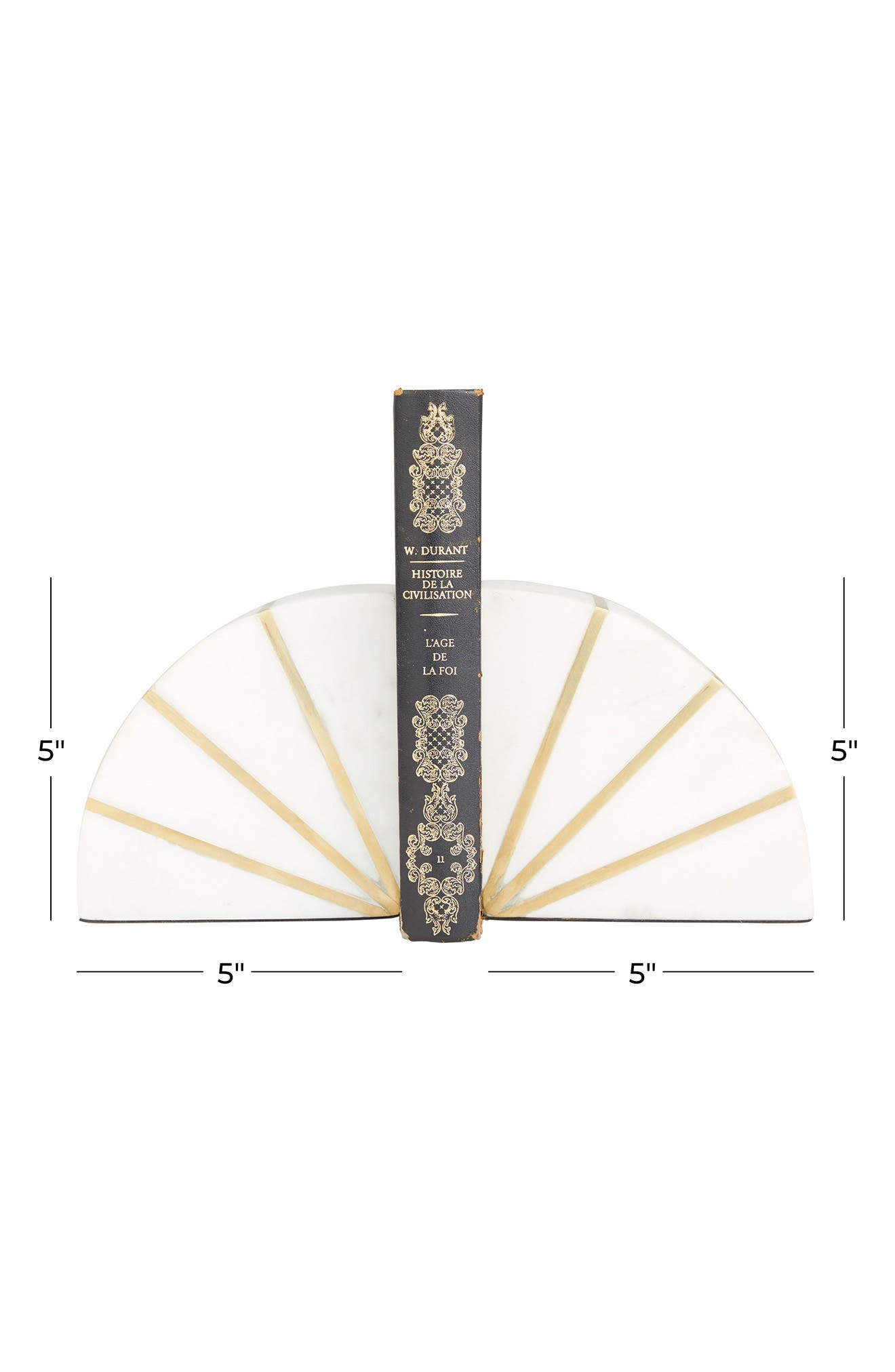 COSMO BY COSMOPOLITAN White Marble Geometric Bookends with Gold Inlay - Set of 2