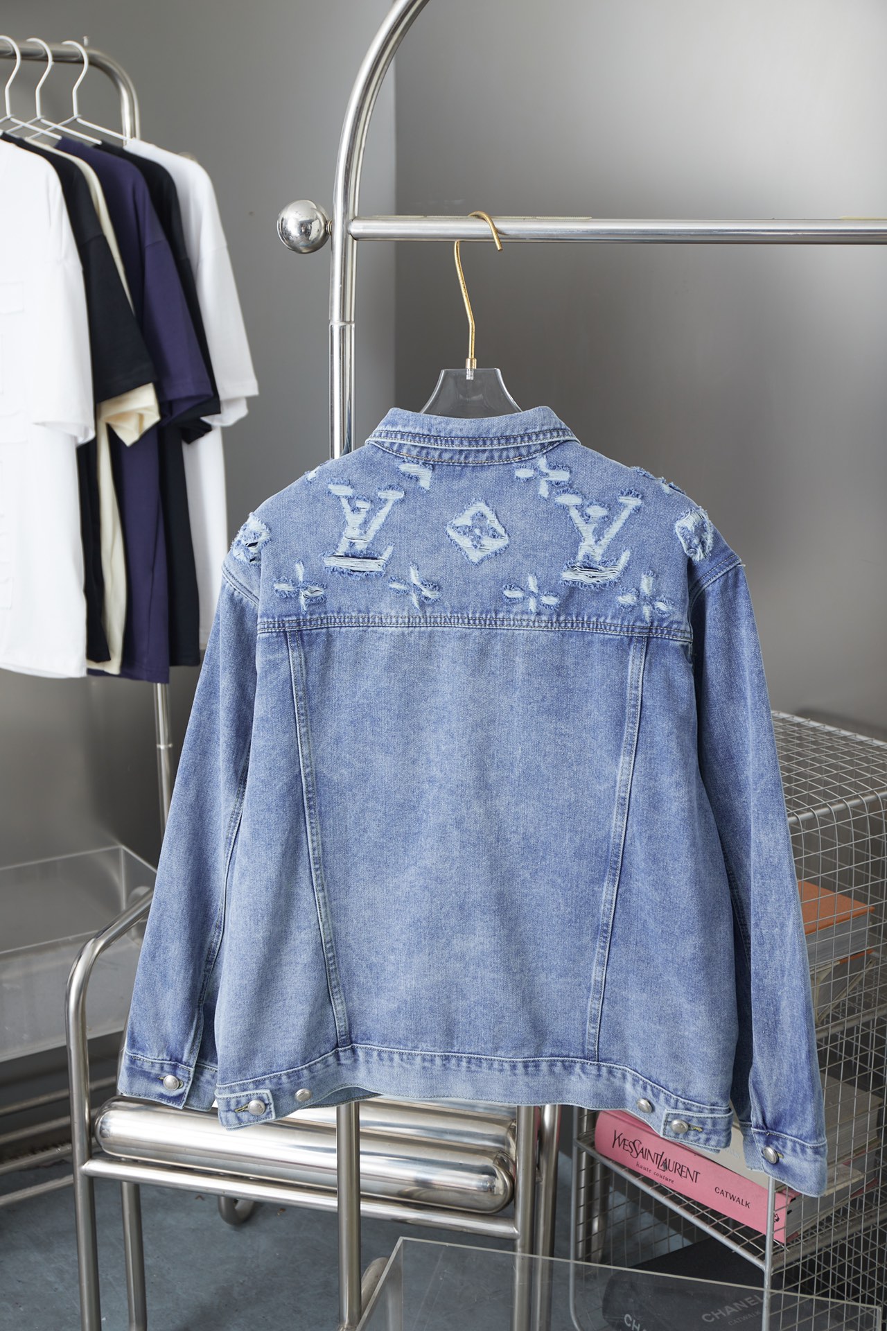 Jacquard Embroidery Letters Long Sleeved Denim Jackets