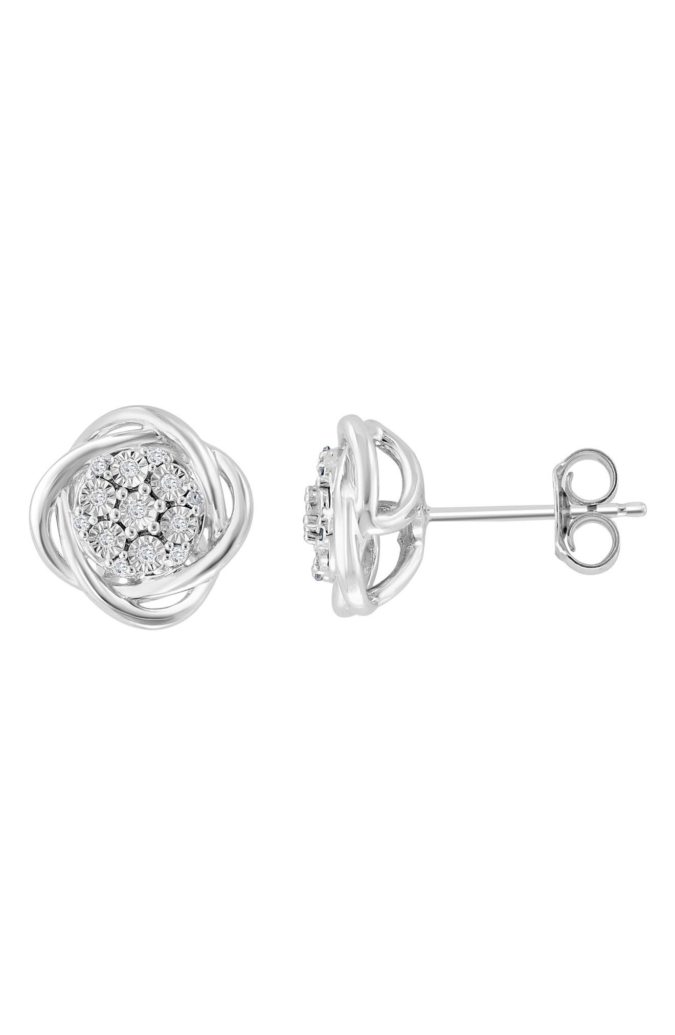 EFFY Sterling Silver Diamond Twist Halo Stud Earrings - 0.08 ctw.