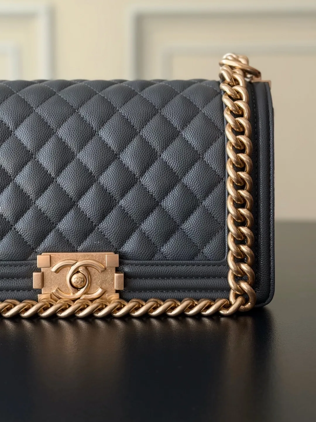 Chanel Grey Quilted Leather Shoulder Bag product photo from LabelPicks