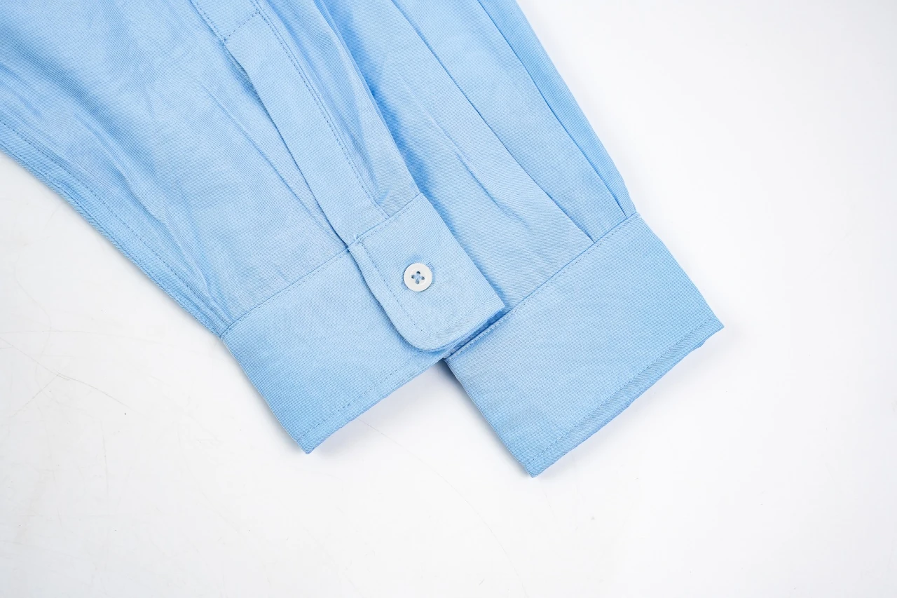 Miu Miu Light Blue Bow Poplin Long Sleeve Shirt product photo from LabelPicks