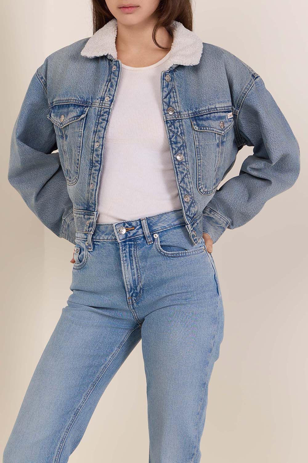 CALVIN KLEIN ז'קט ג'ינס קצר