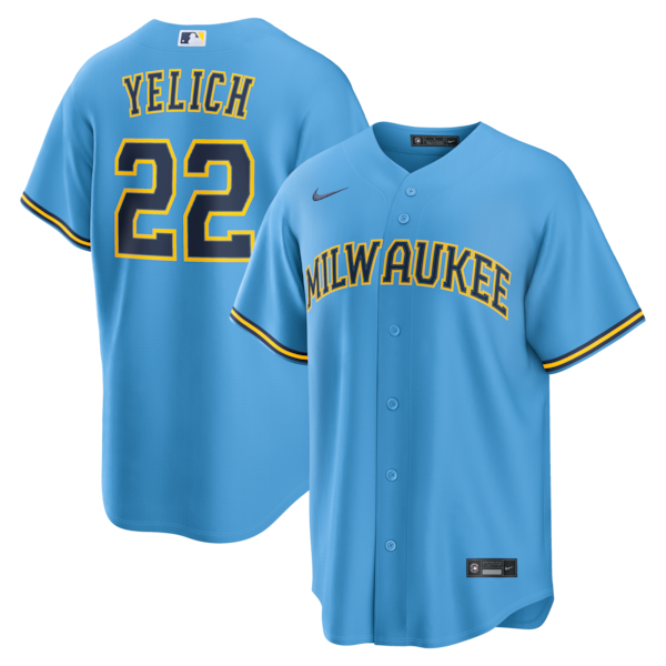 Christian Yelich Milwaukee Brewers Nike Road Replica Jersey - Light Blue