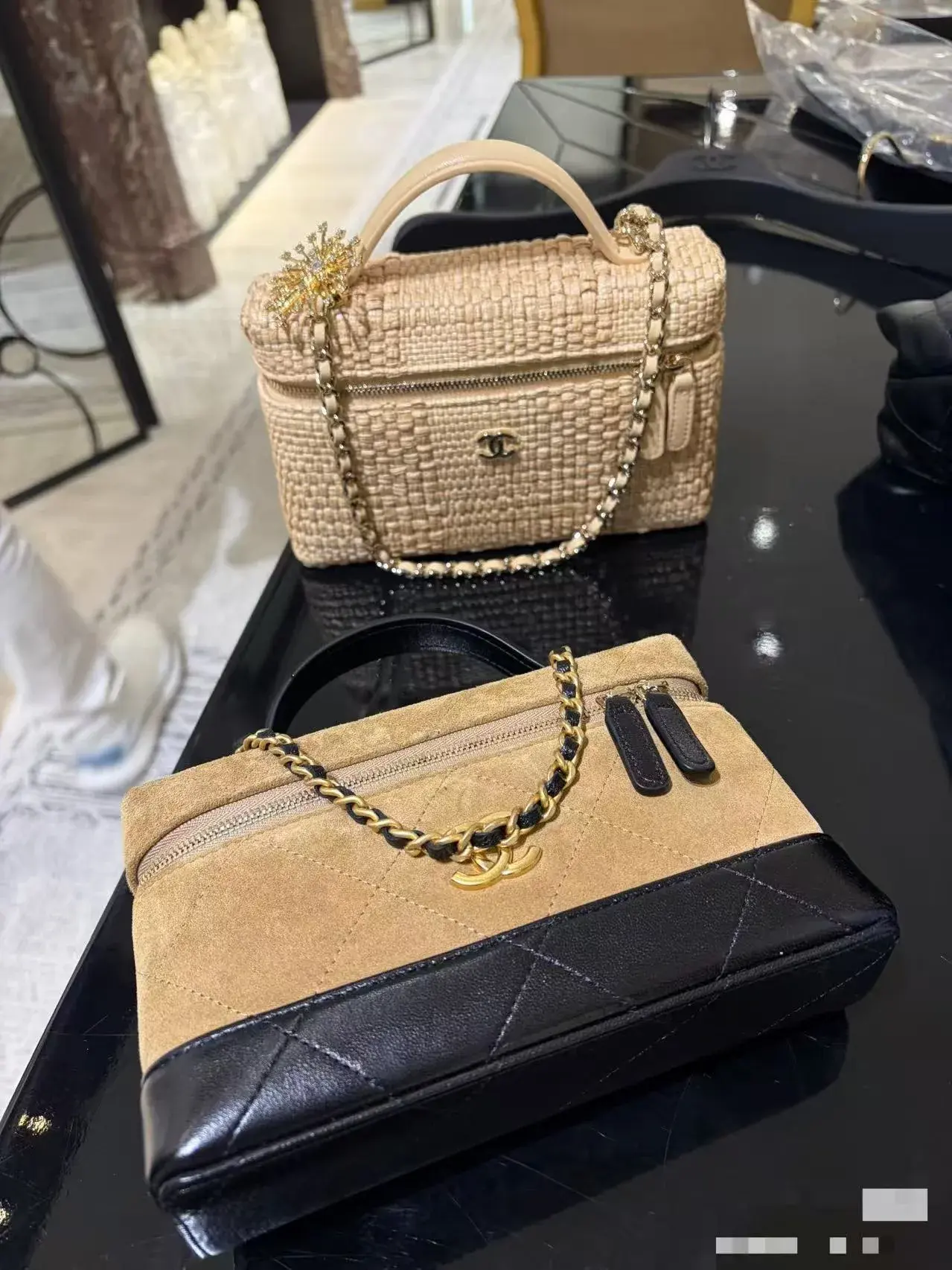 Chanel Beige Woven Leather Top Handle Bag product photo from LabelPicks
