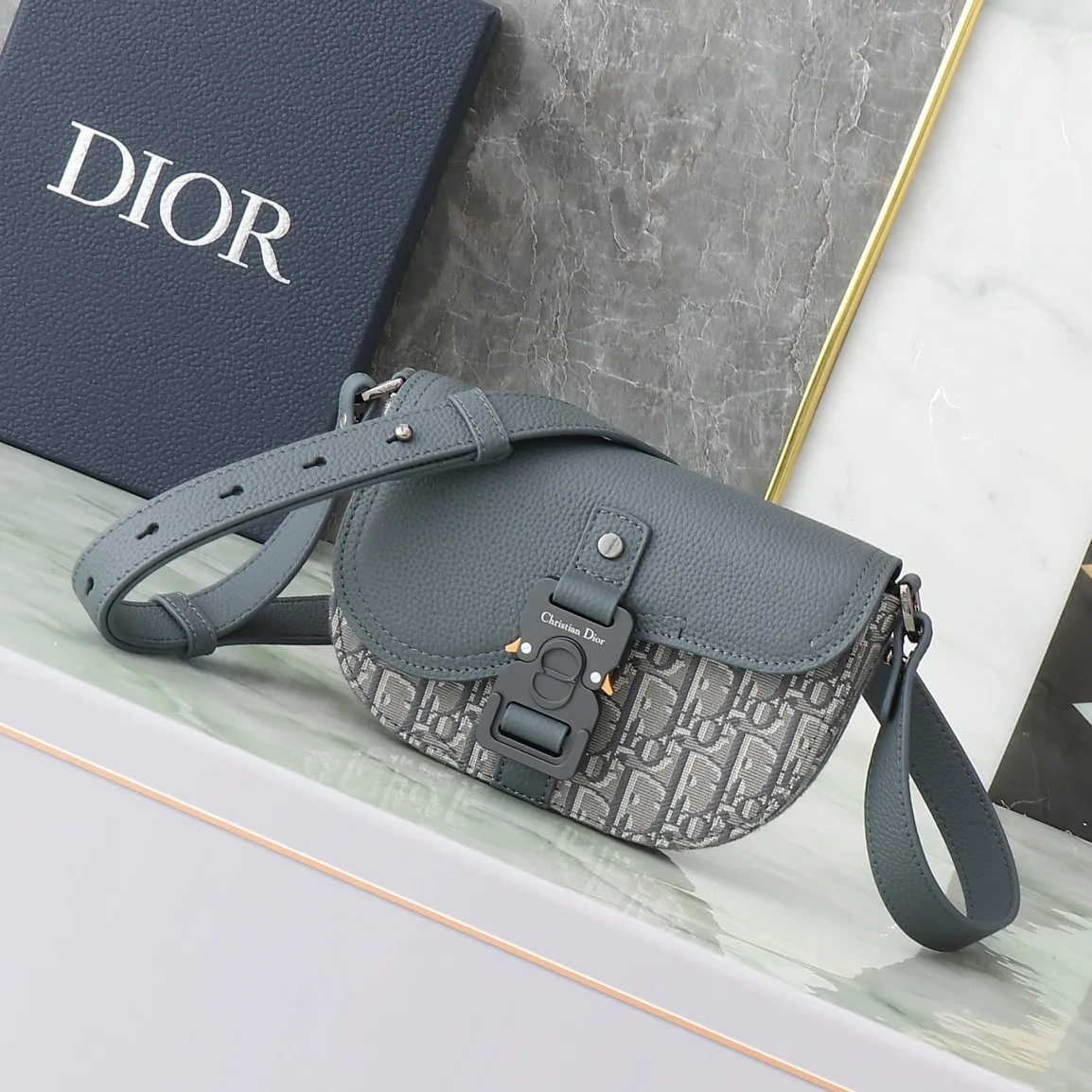 Dior Grey Saddle Oblique Canvas Saddle Bag product photo from LabelPicks