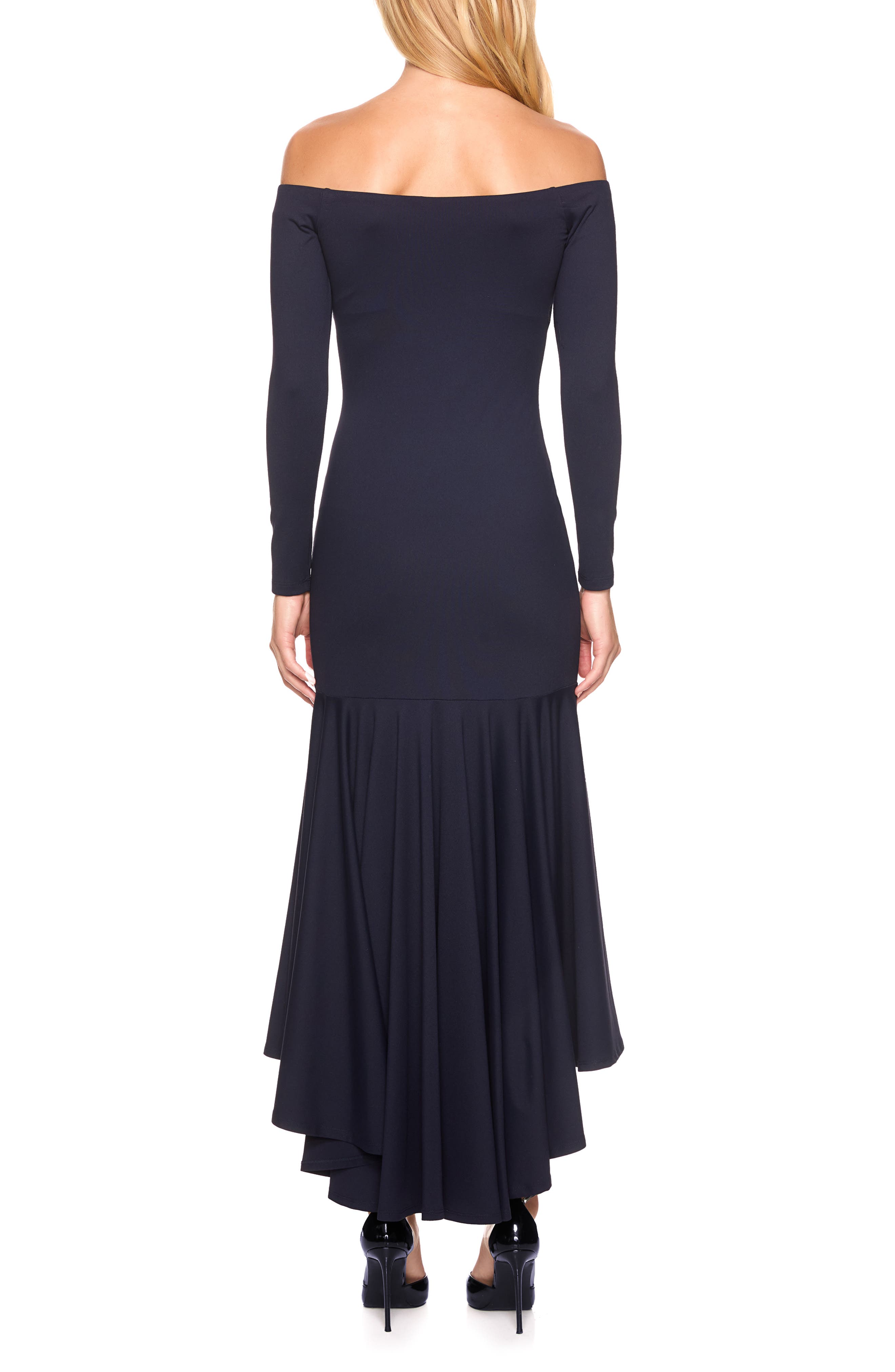 Susana Monaco Off the Shoulder Long Sleeve High-Low Dress