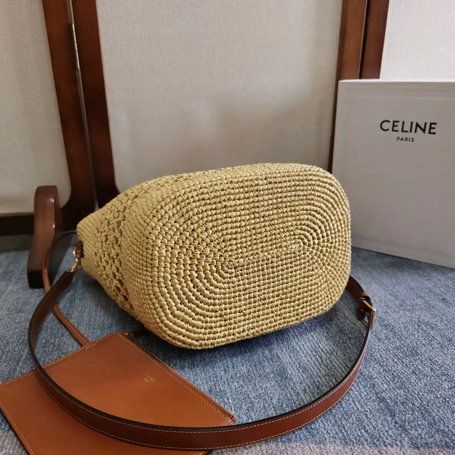Celine Straw Woven Triomphe Bucket Bag product photo from LabelPicks
