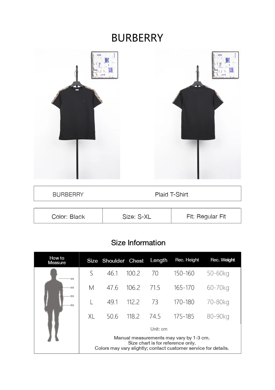 Burberry Black Check Shoulder Equestrian Knight Cotton T-Shirt product photo from LabelPicks