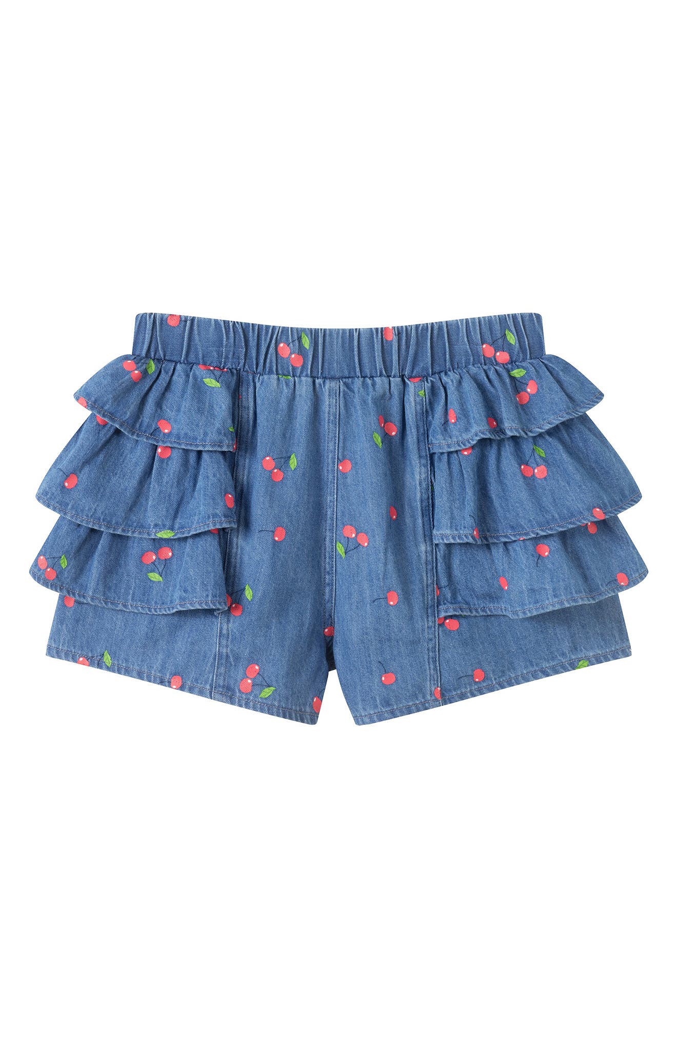 Andy & Evan Kids' Printed Ruffle Denim Shorts