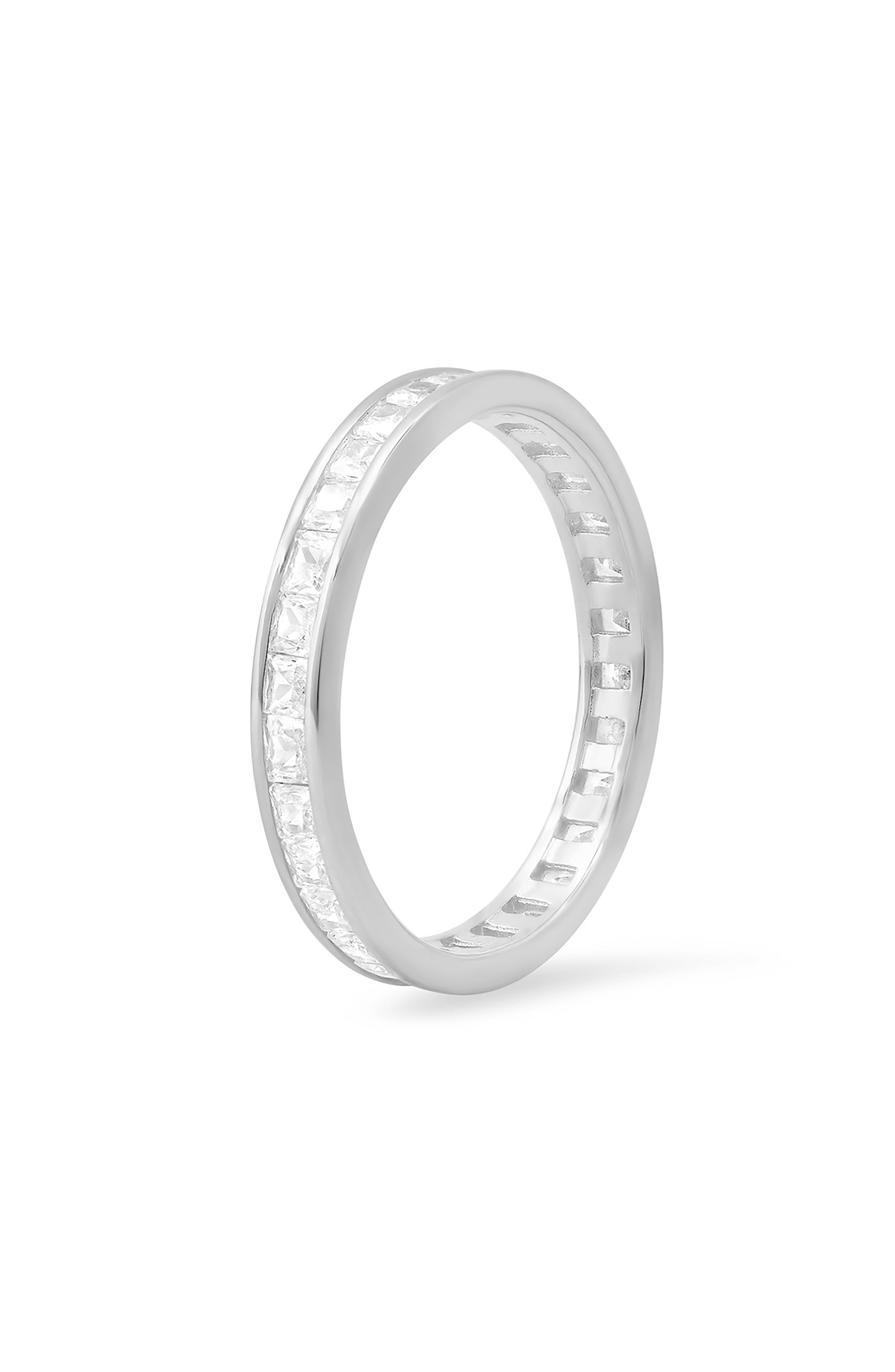 Queen Jewels Sterling Silver Princess Cut Cubic Zirconia Band Ring